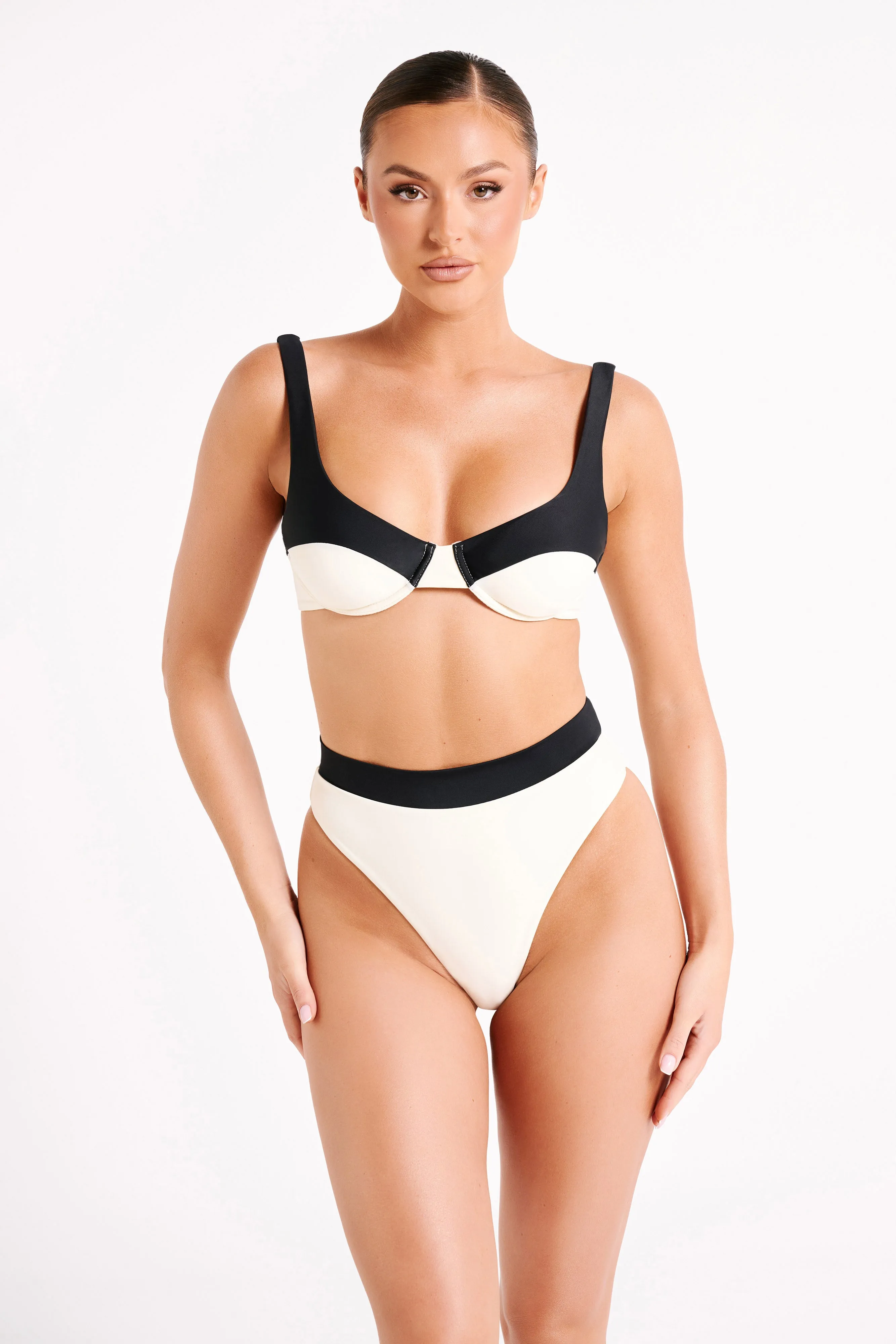 Giulia Recycled Contrast Bikini Bottom - Ivory sold by Meshki product image thumbnail 2