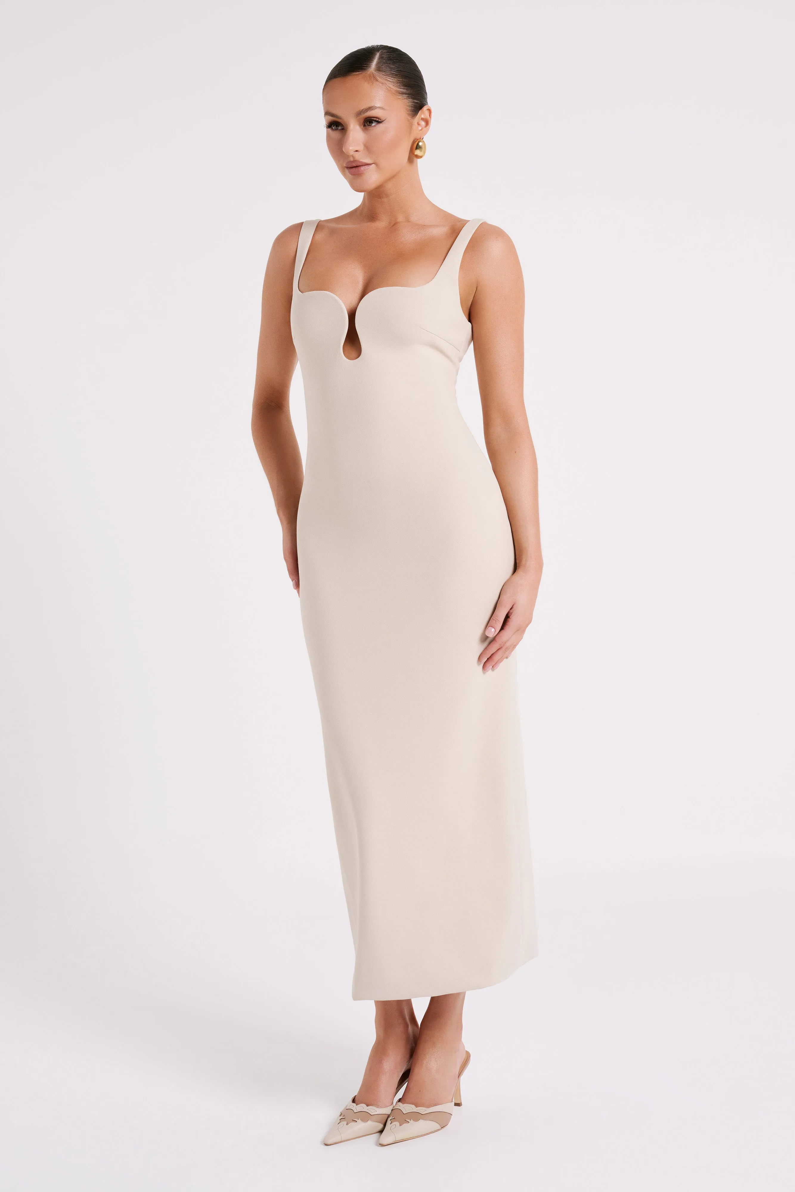 Dimi Scoop Neck Midi Dress - Cream sold by Meshki product image thumbnail 5
