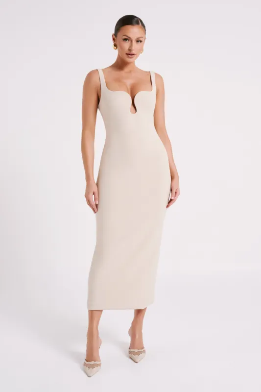 Dimi Scoop Neck Midi Dress - Cream sold by Meshki