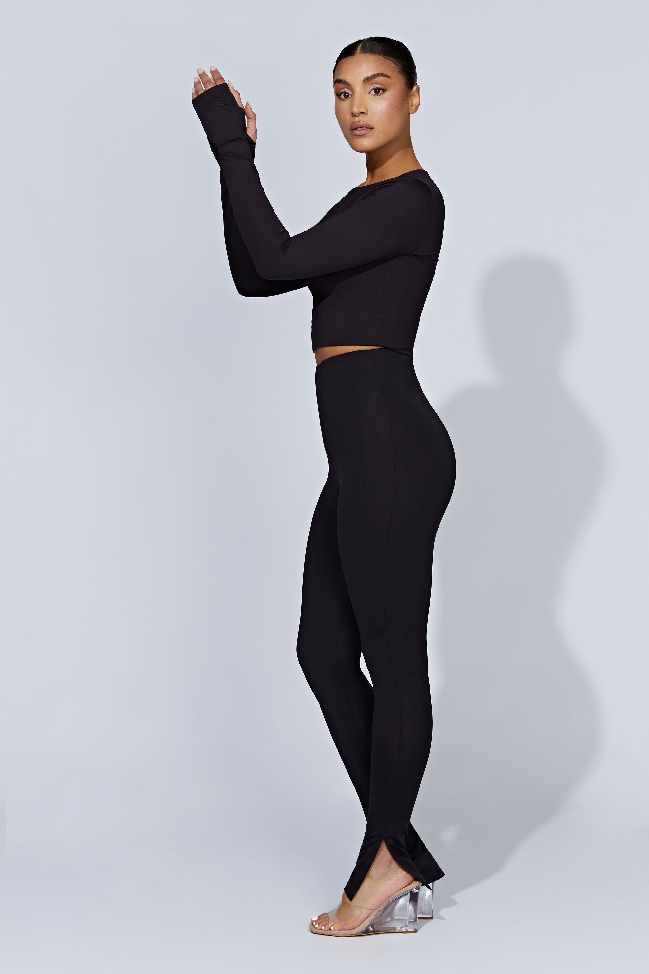 Michelle Side Split Leggings - Black sold by Meshki product image thumbnail 4