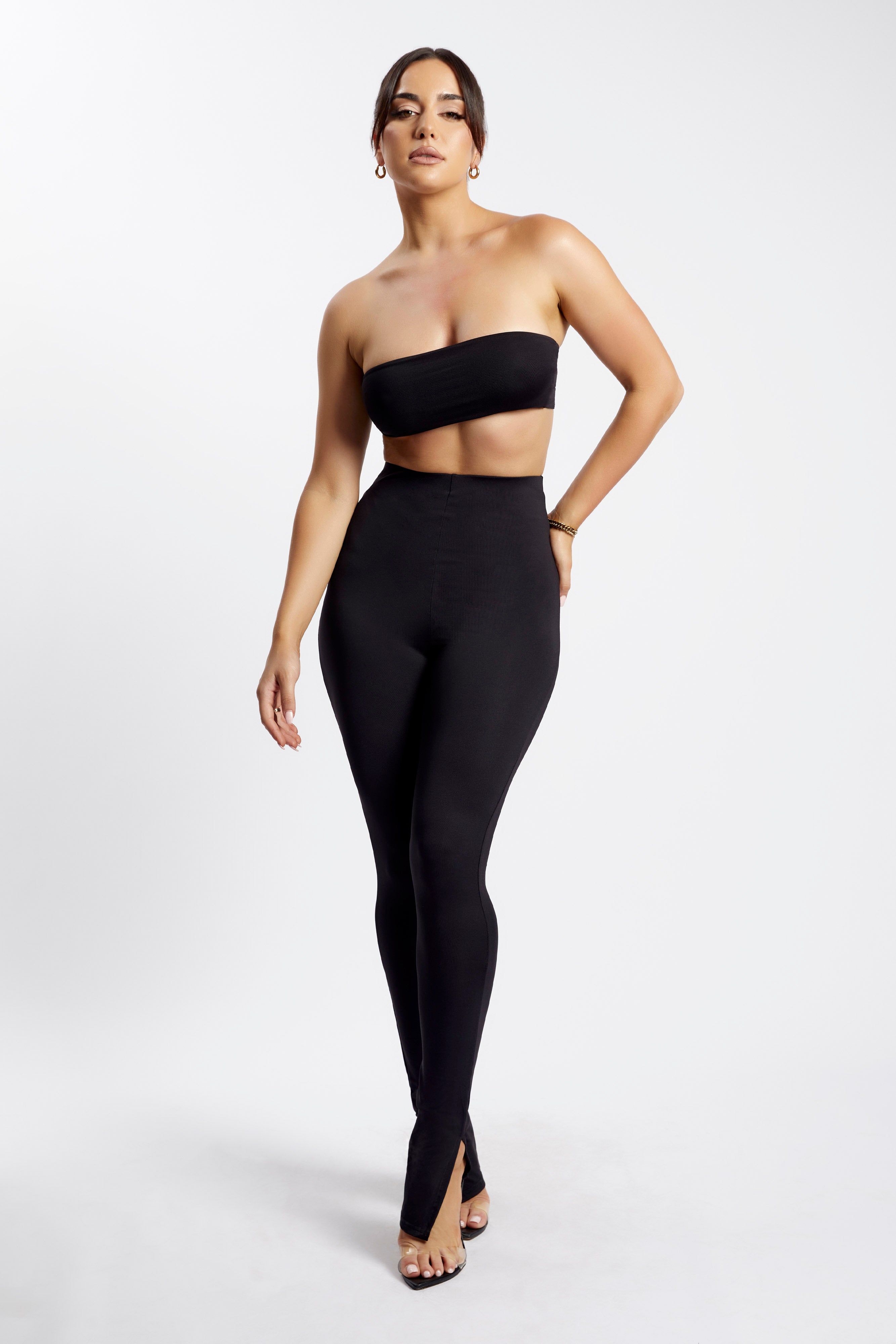 Michelle Side Split Leggings - Black sold by Meshki product image thumbnail 8