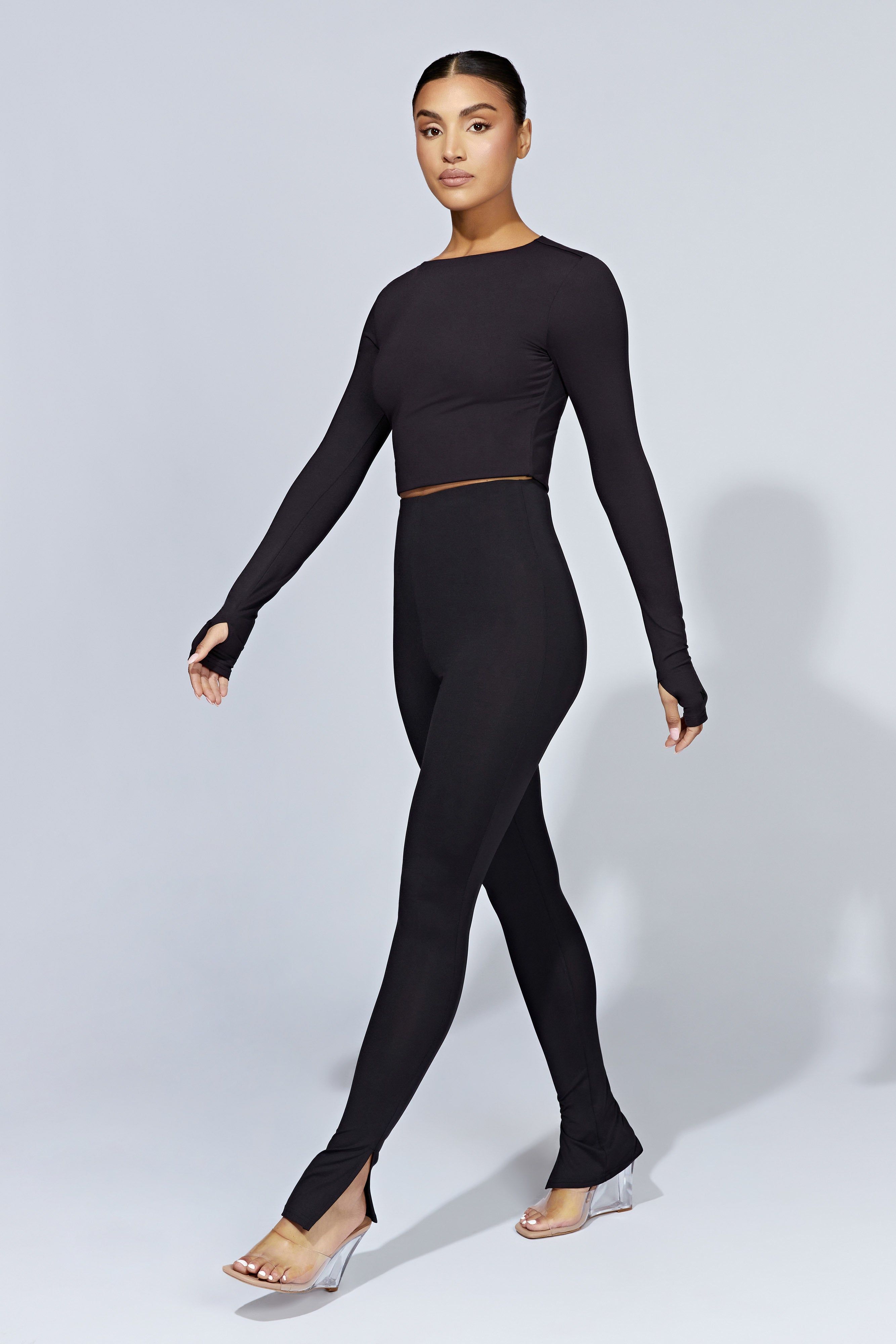 Michelle Side Split Leggings - Black sold by Meshki product image thumbnail 5