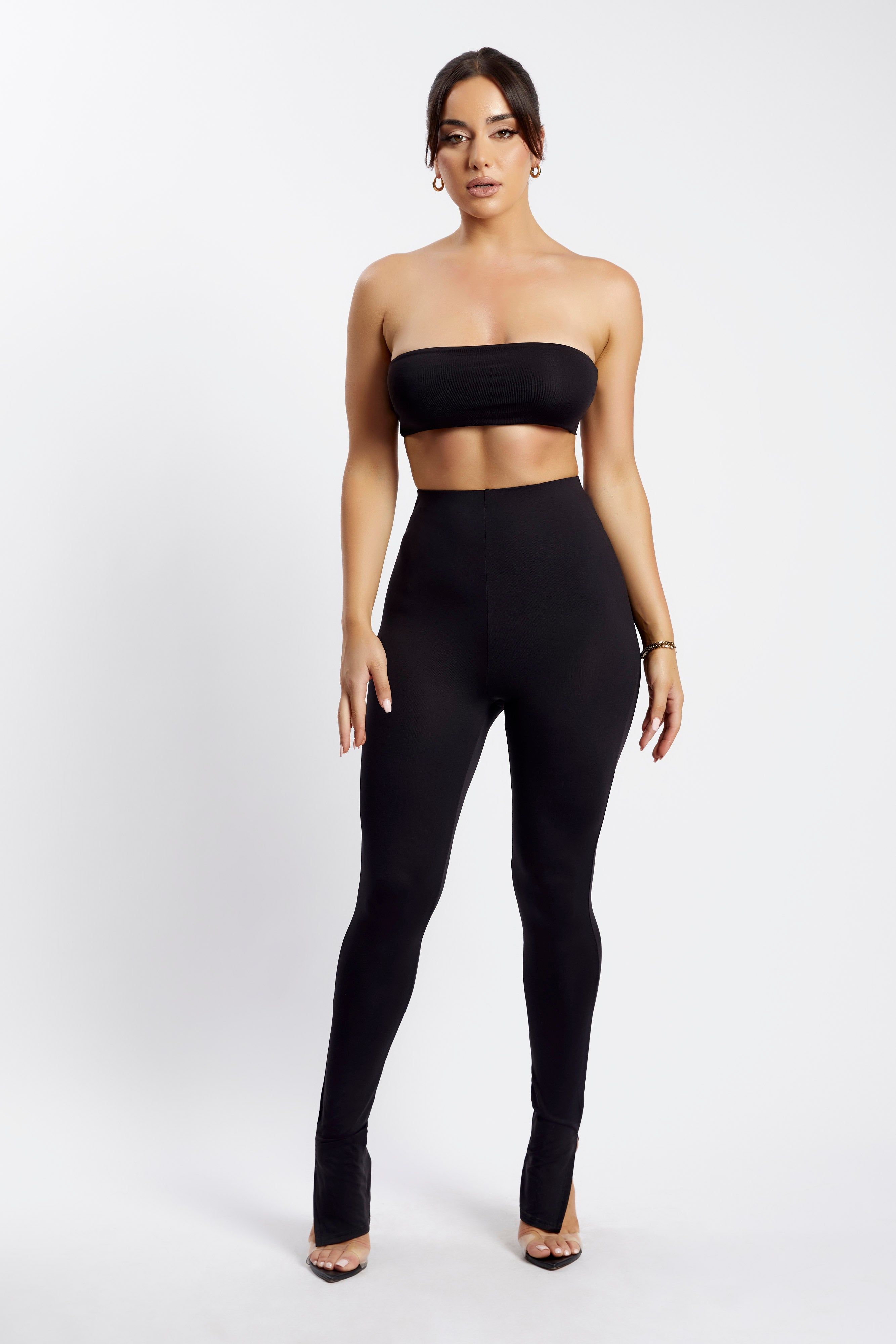 Michelle Side Split Leggings - Black sold by Meshki product image thumbnail 6