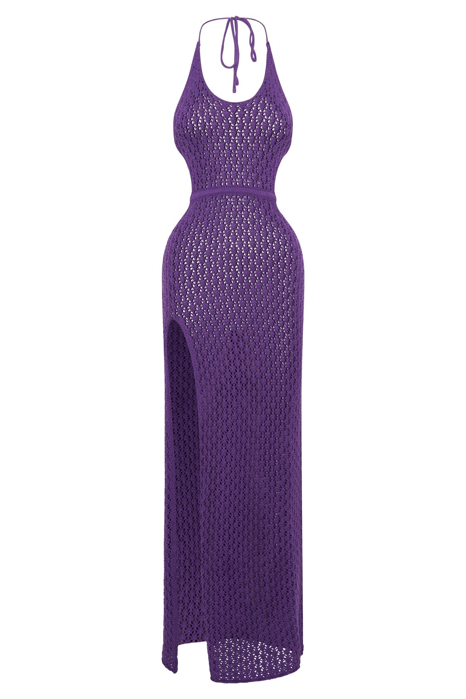 Malia Cut Out Crochet Maxi Dress - Grape sold by Meshki product image thumbnail 10