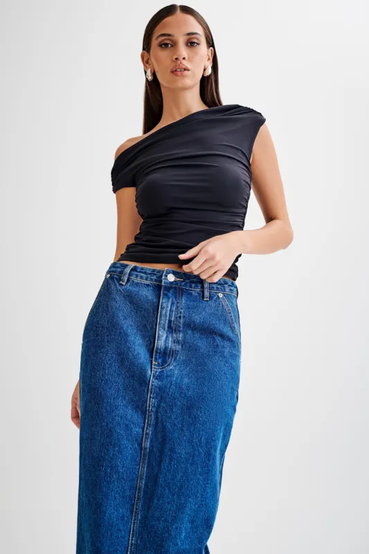 Alayna Recycled Nylon Ruched Top - Black sold by Meshki