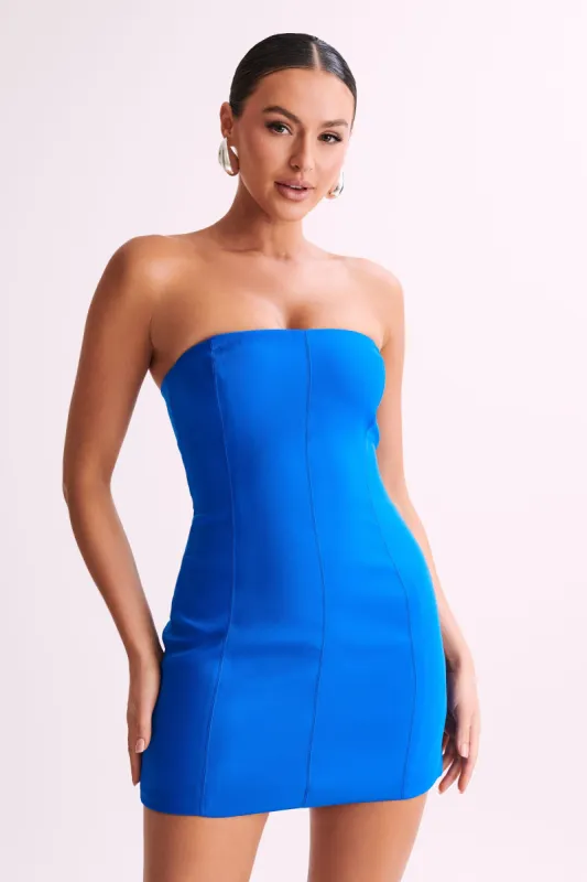 Maci Crepe Mini Dress - Cobalt Blue sold by Meshki