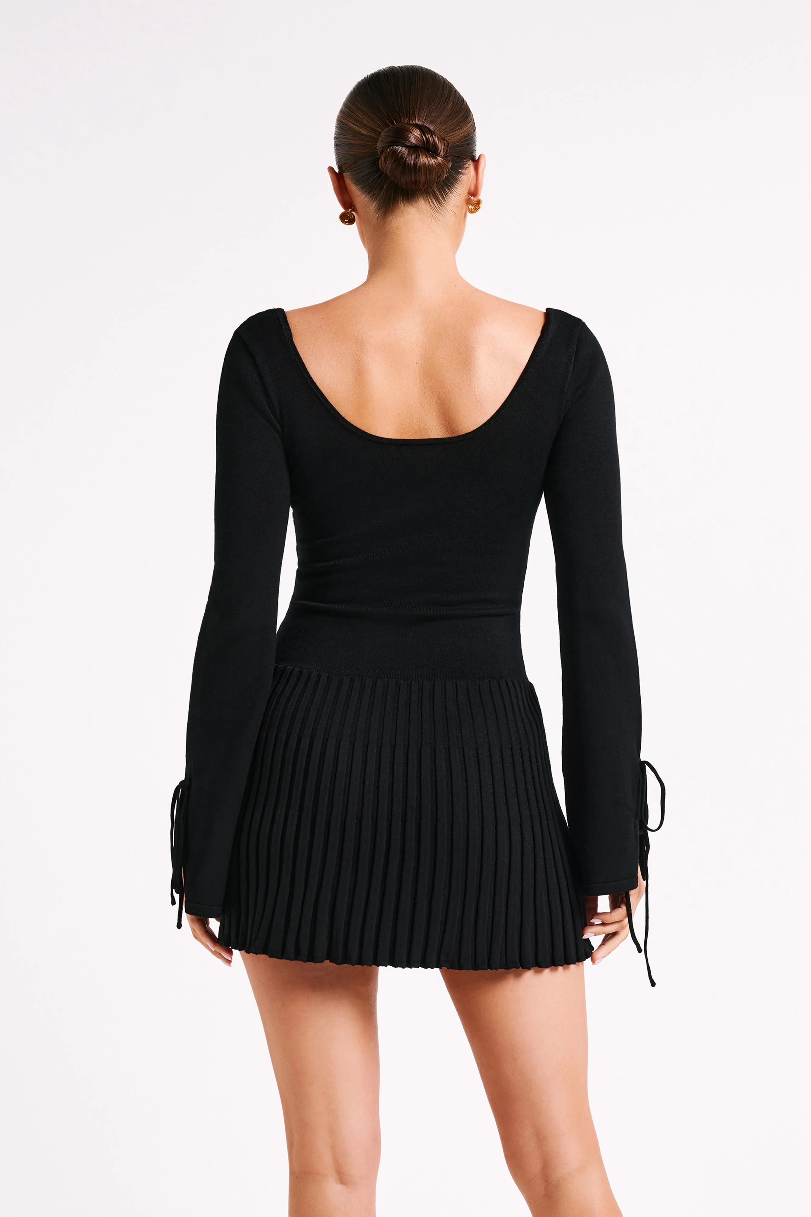 Britney Long Sleeve Knit Mini Dress - Black sold by Meshki product image thumbnail 3