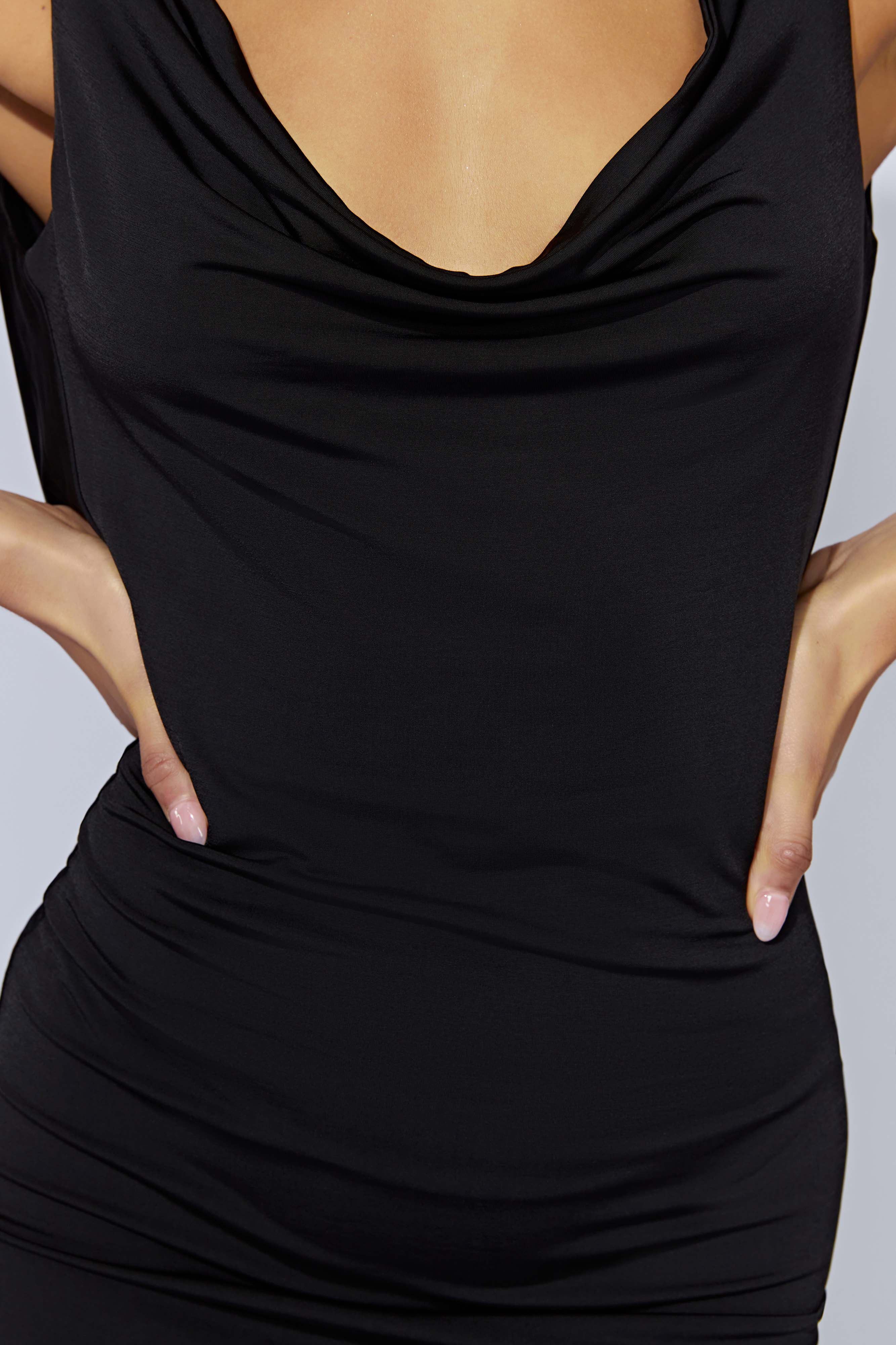 Juliette Cowl Mini Dress - Black sold by Meshki product image thumbnail 3