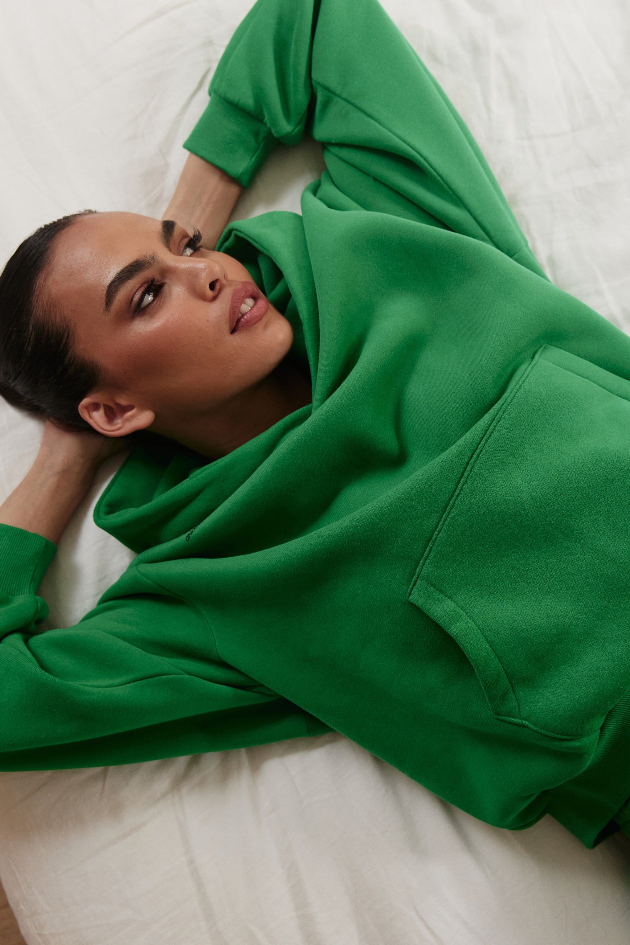 Bree Oversized Fleeceback Hoodie - Bright Green sold by Meshki product image thumbnail 6