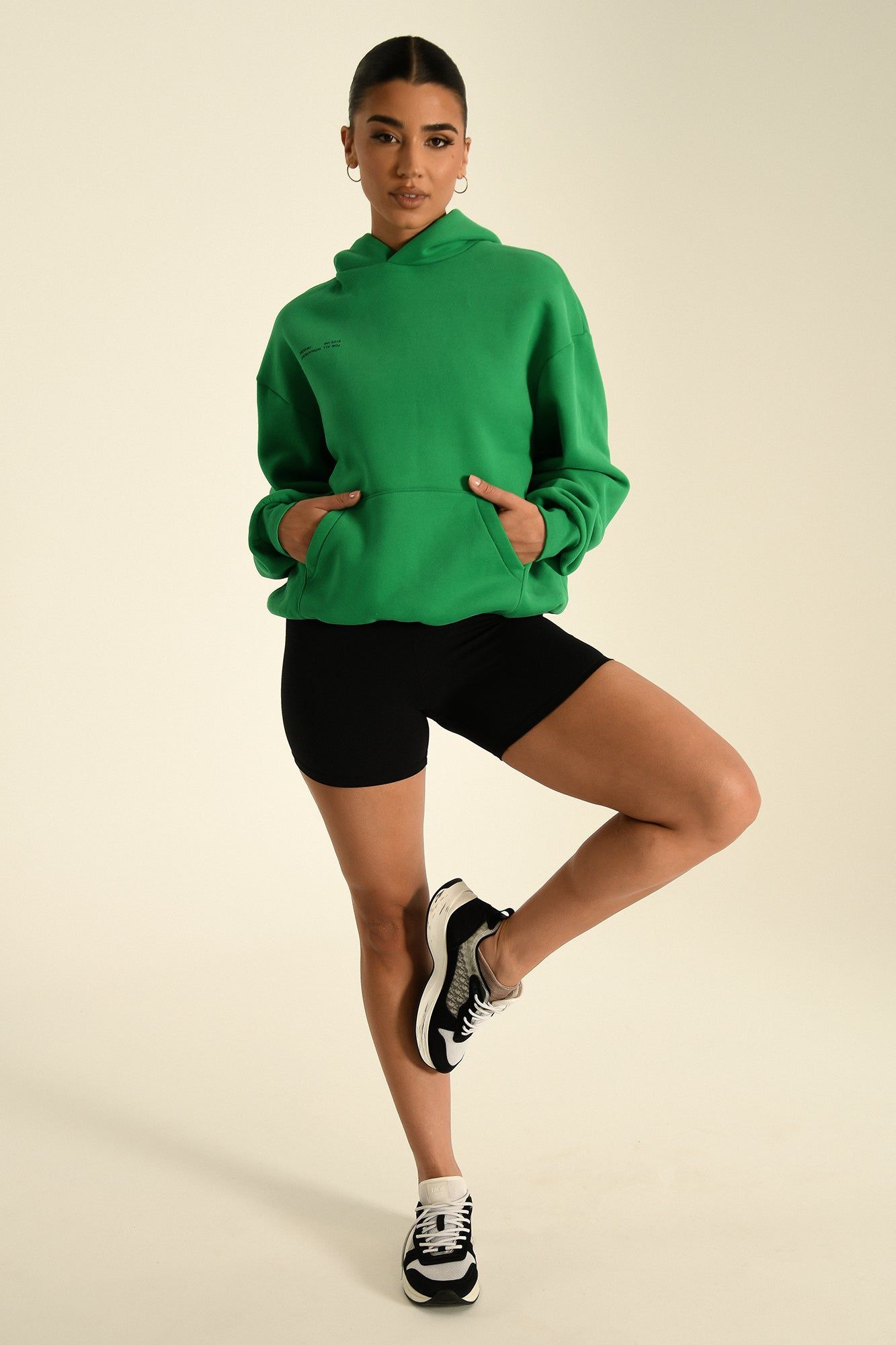 Bree Oversized Fleeceback Hoodie - Bright Green sold by Meshki product image thumbnail 3
