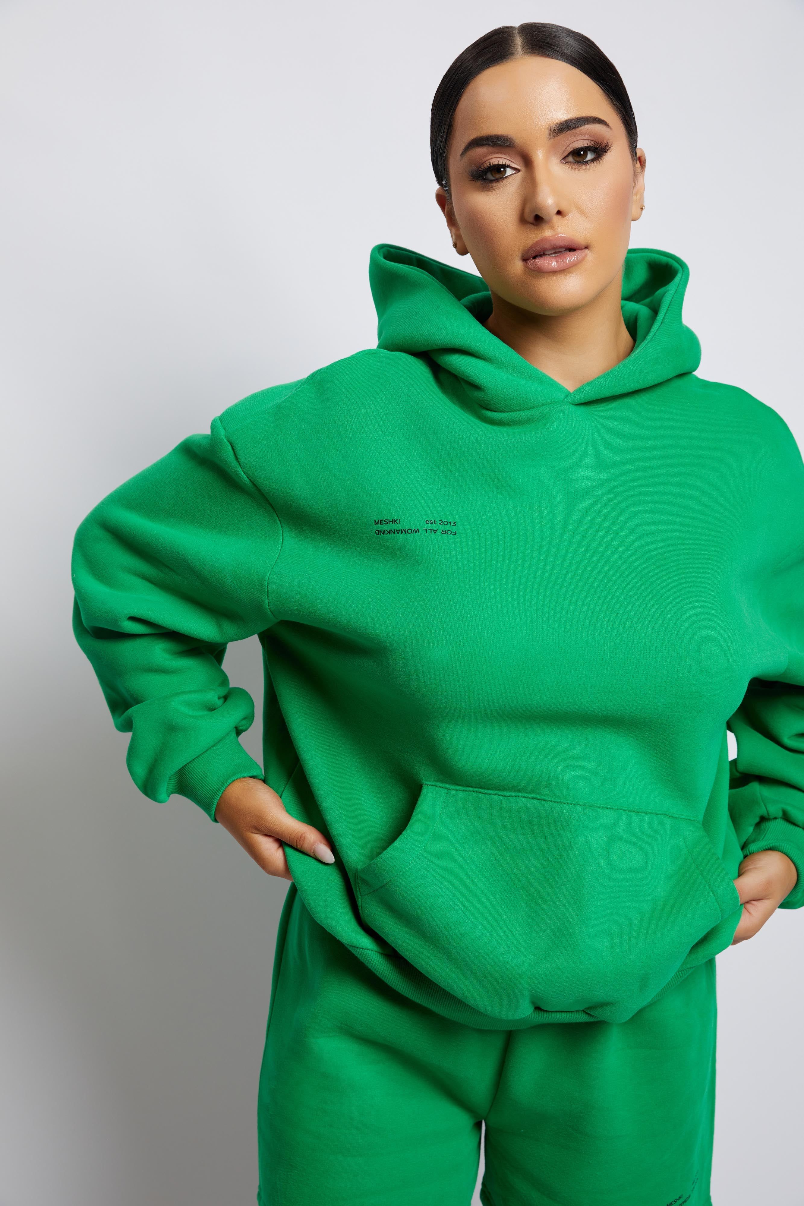 Bree Oversized Fleeceback Hoodie - Bright Green sold by Meshki product image thumbnail 9