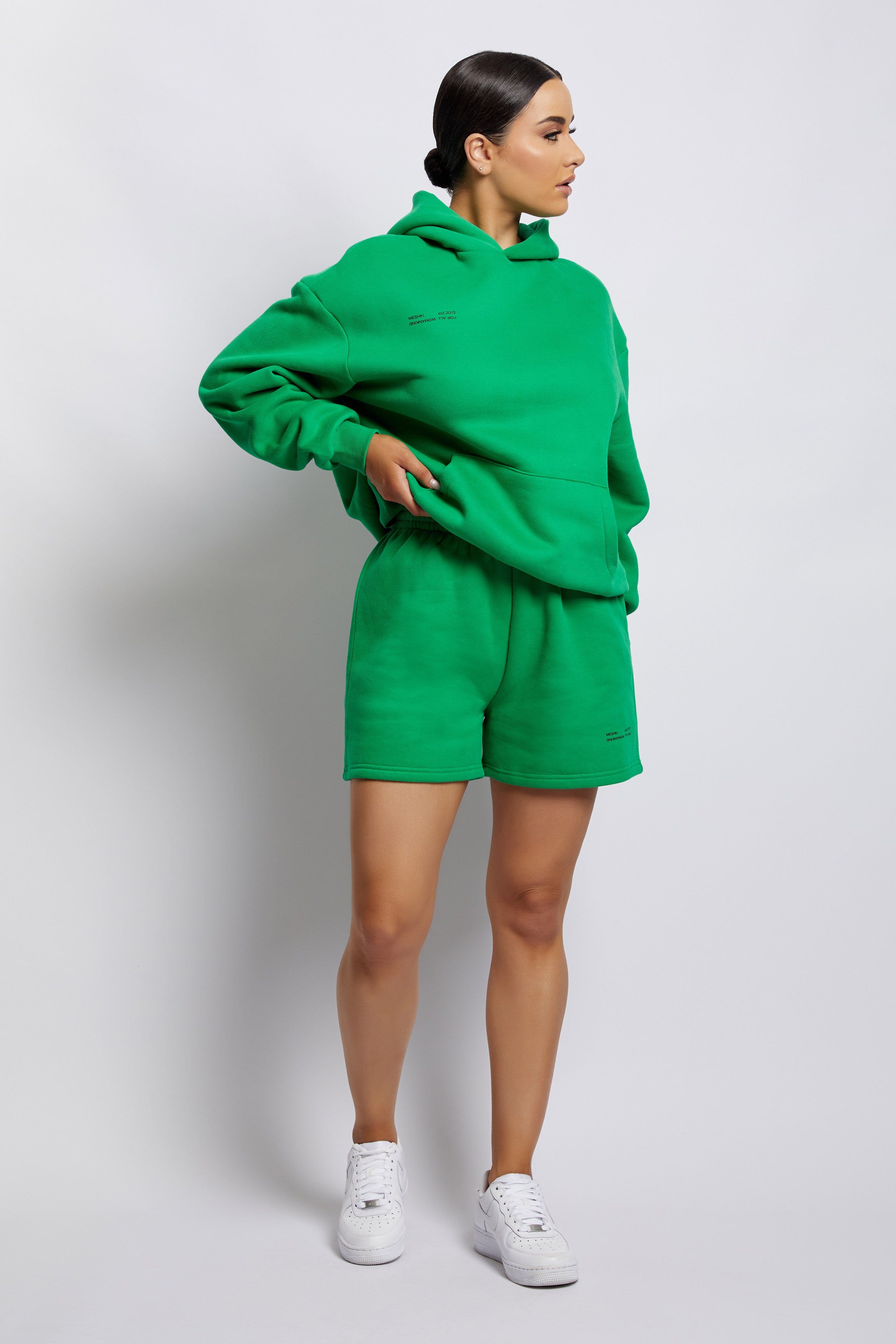 Bree Oversized Fleeceback Hoodie - Bright Green sold by Meshki product image thumbnail 10