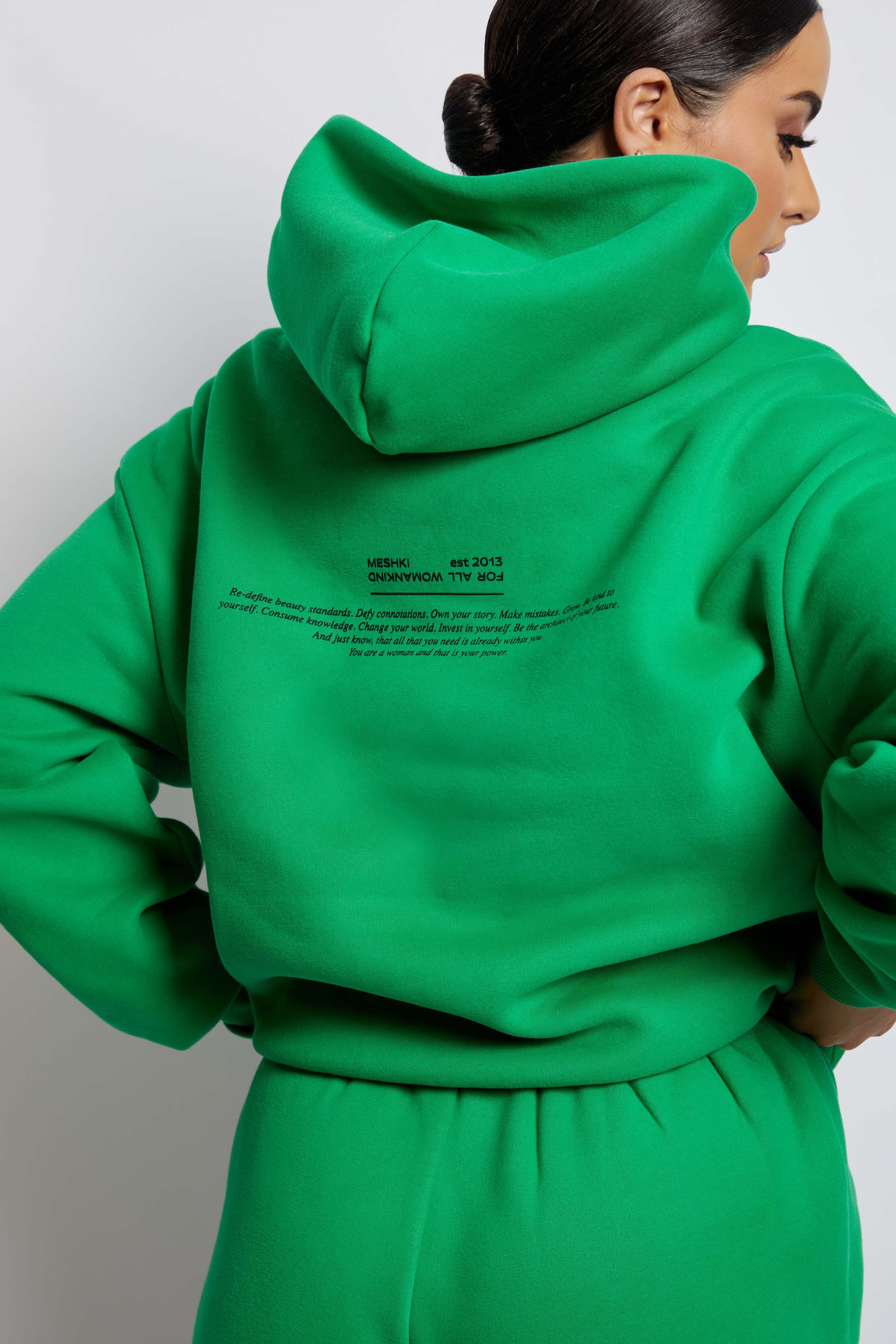 Bree Oversized Fleeceback Hoodie - Bright Green sold by Meshki product image thumbnail 7