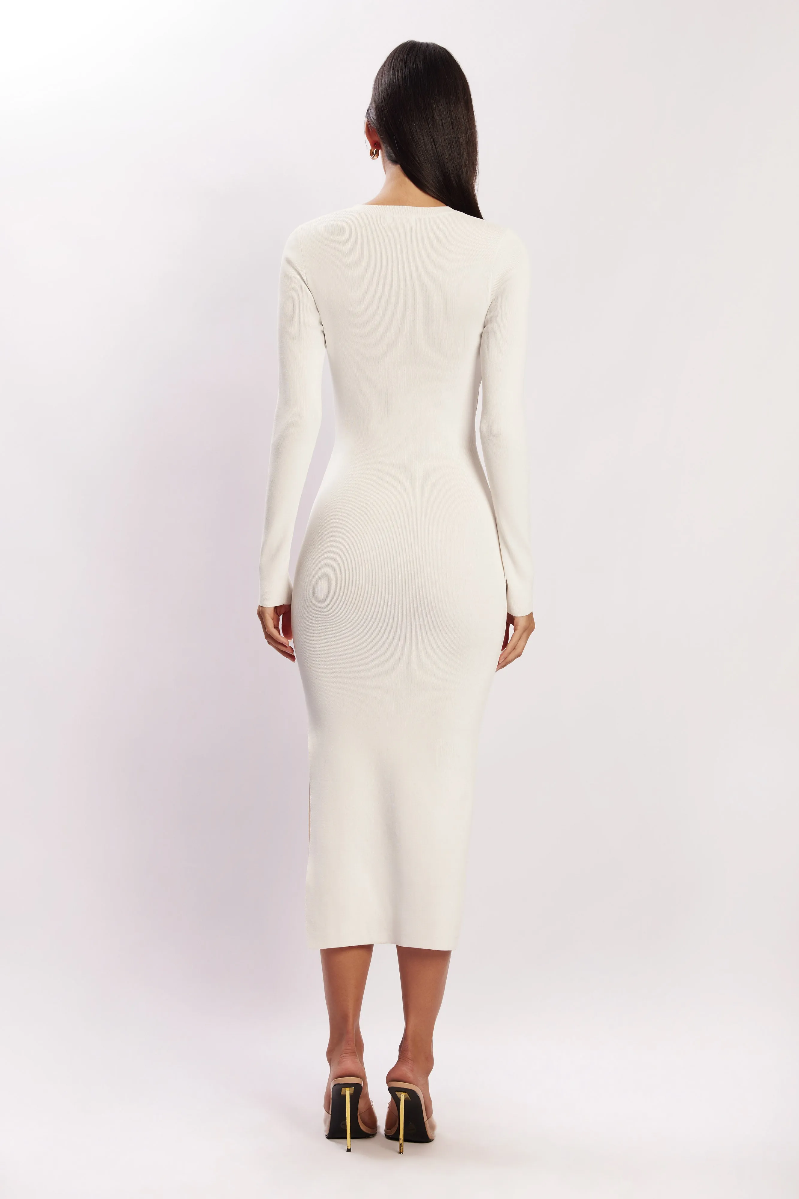 Mila Twist Front Knit Midi Dress - White sold by Meshki product image thumbnail 2