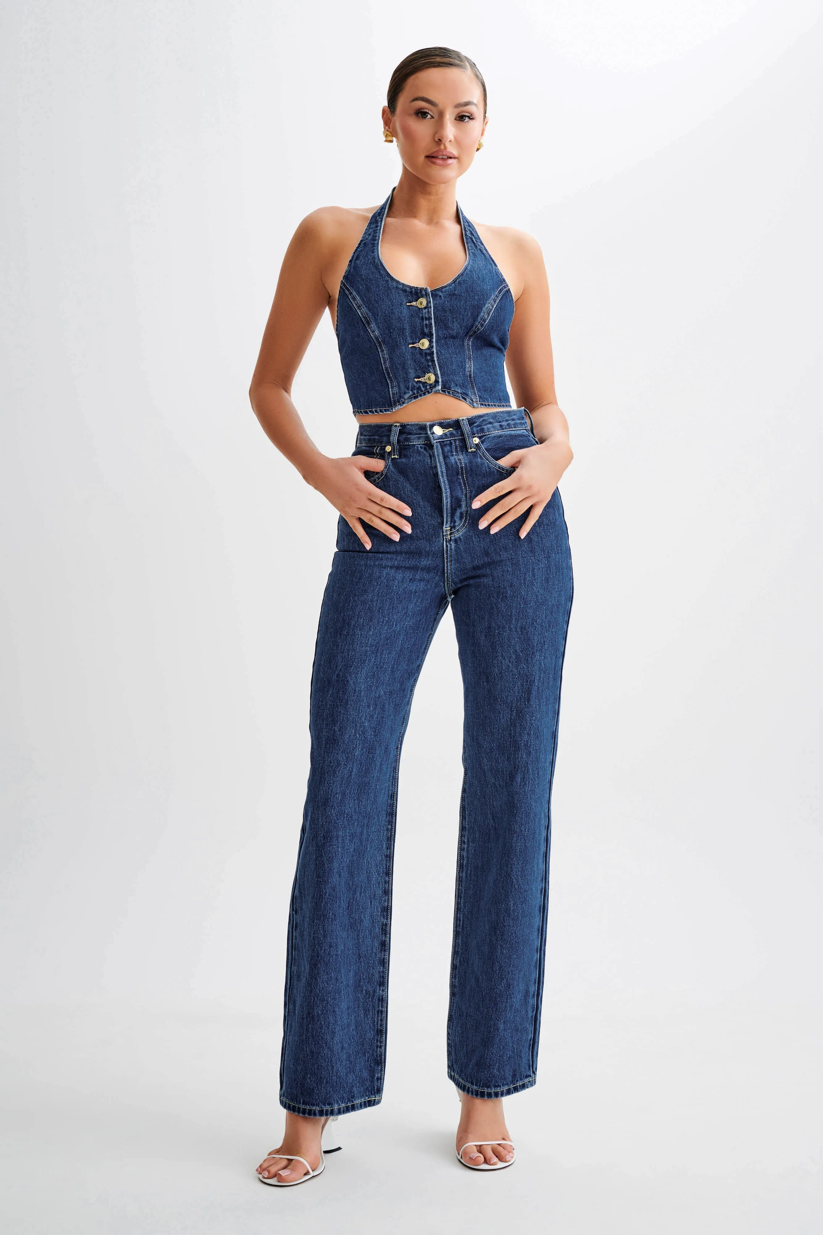 Kieryn Denim Vest - Dark Blue sold by Meshki product image thumbnail 5
