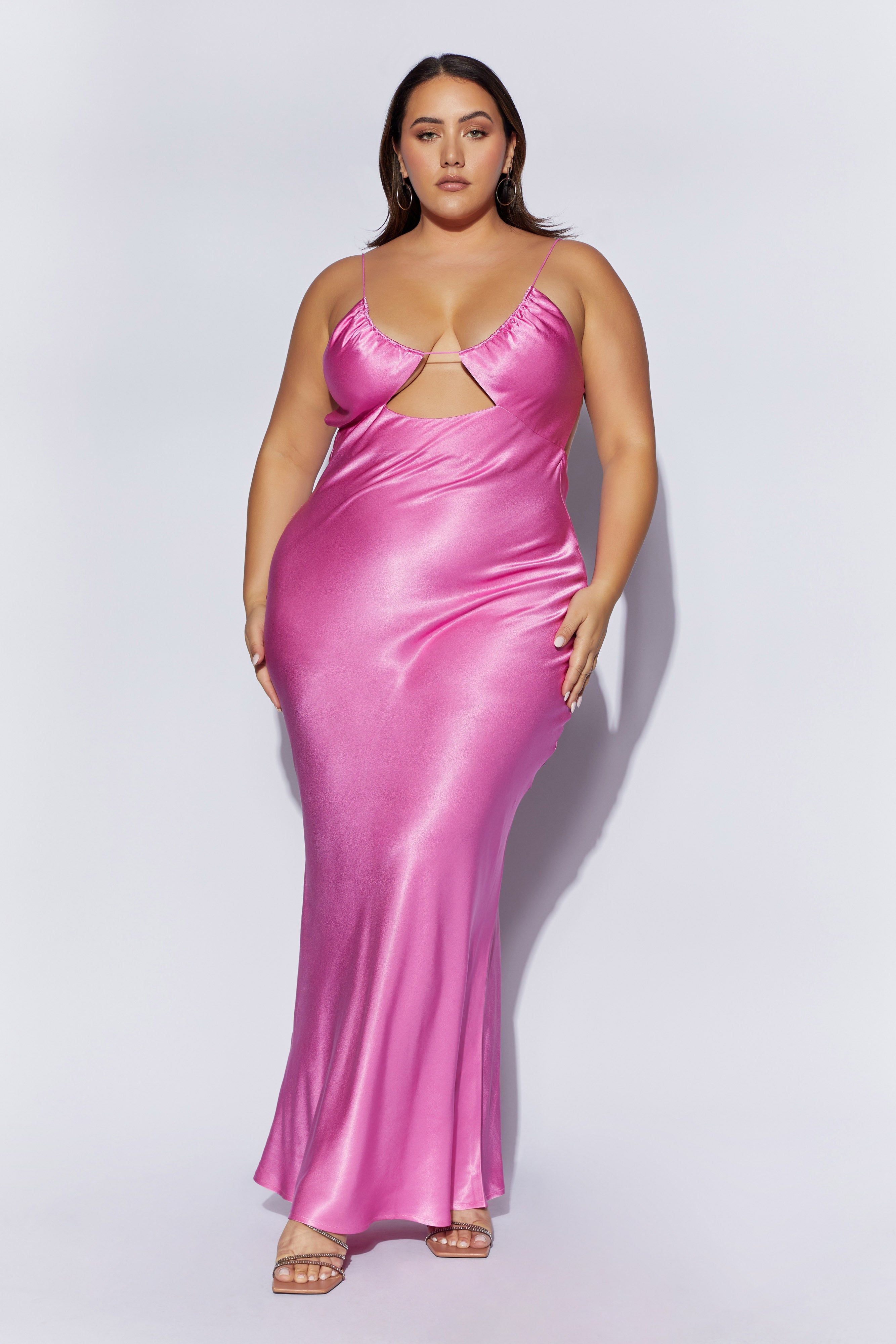 Sadie Maxi Satin Halter Ruched Slip Dress - Pink sold by Meshki product image thumbnail 10