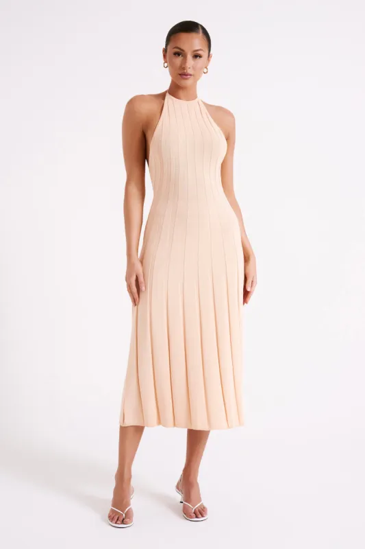 Adrienne Halter Neck Midi Dress - Apricot sold by Meshki