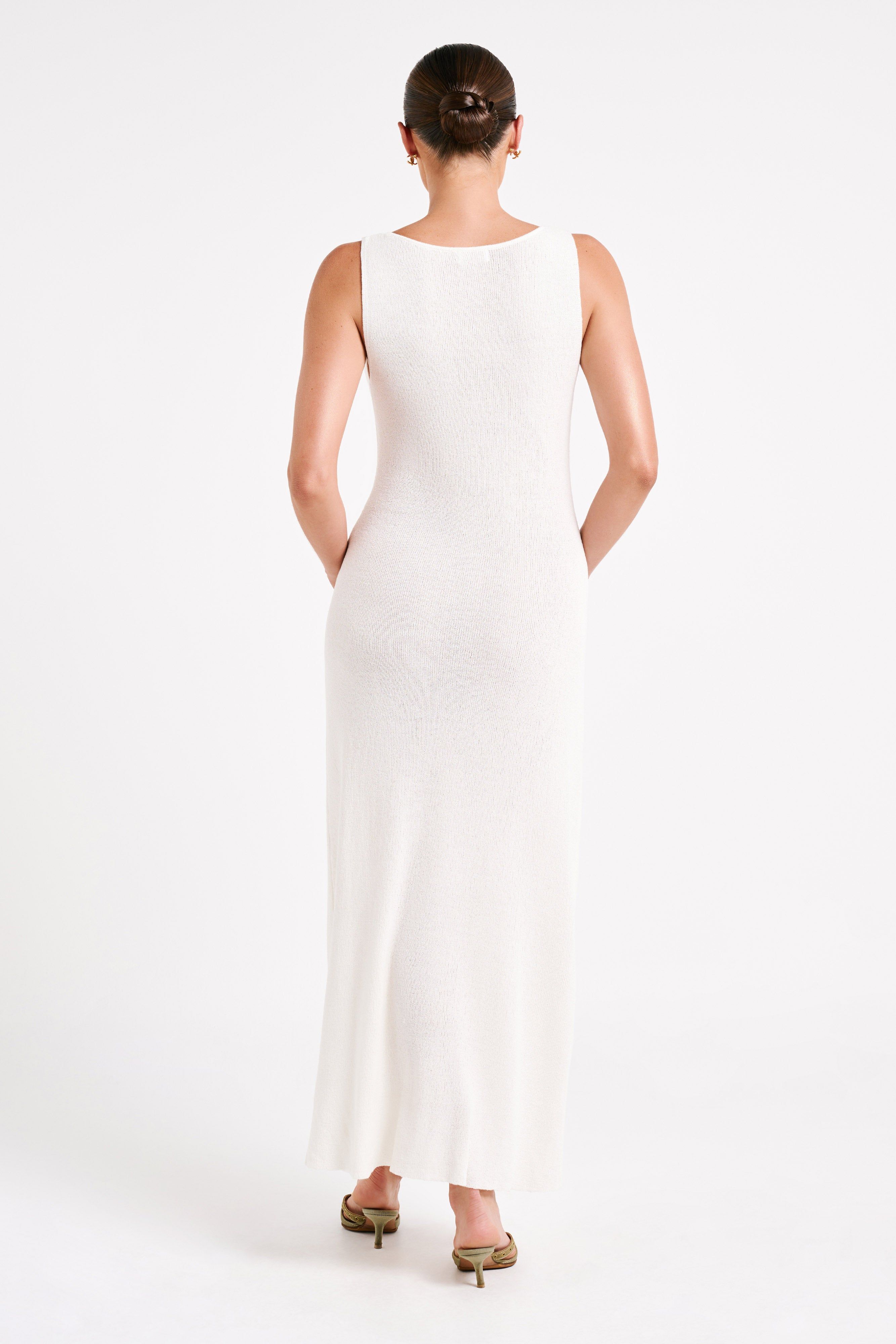 Antonia Buttoned Knit Maxi Dress - White sold by Meshki product image thumbnail 3