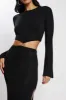 Anna Flare Sleeve Knit Dress - Black sold by Meshki