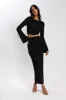 Anna Flare Sleeve Knit Dress - Black sold by Meshki