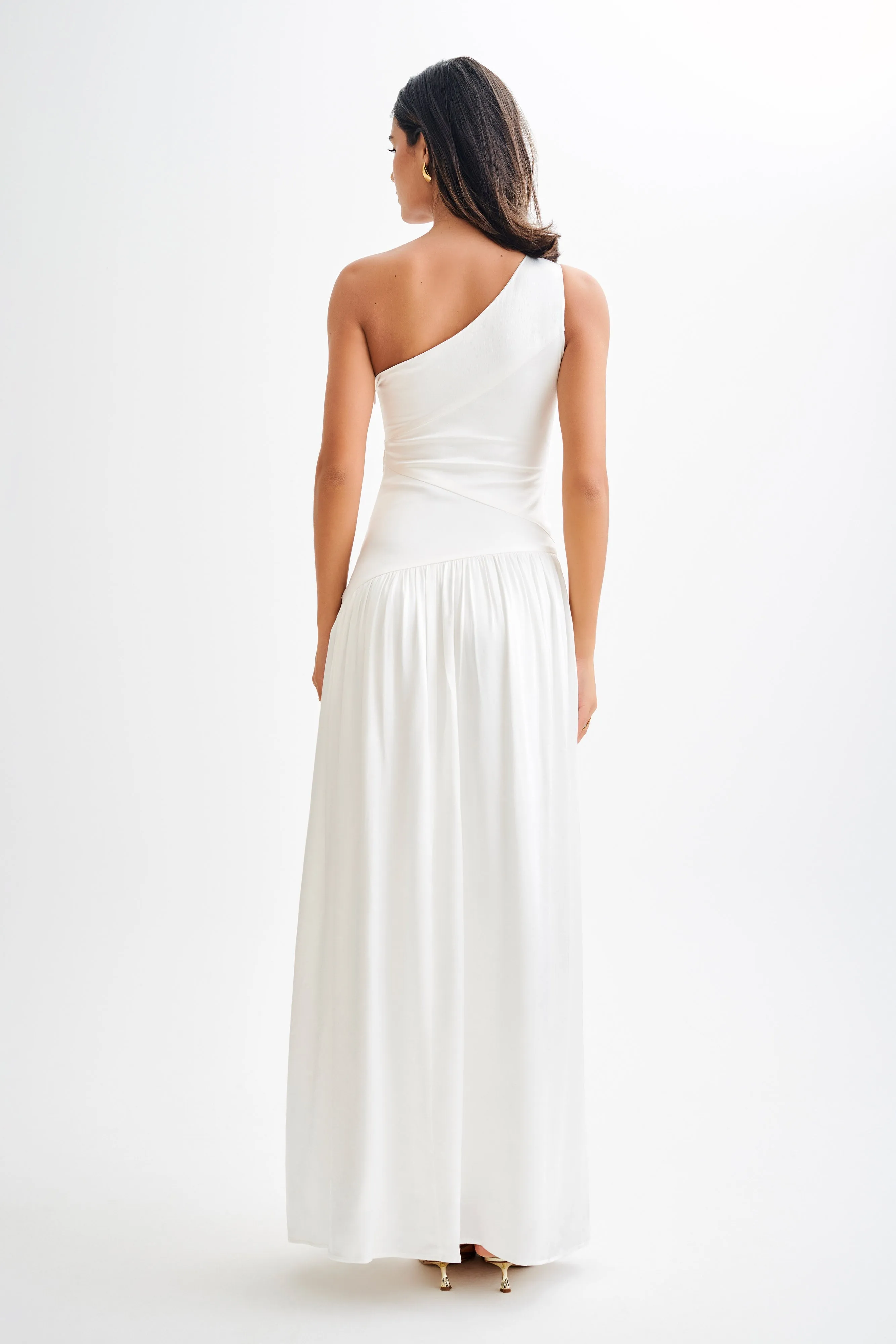 Jenna One Shoulder Pleated Maxi Dress - Ivory sold by Meshki product image thumbnail 2