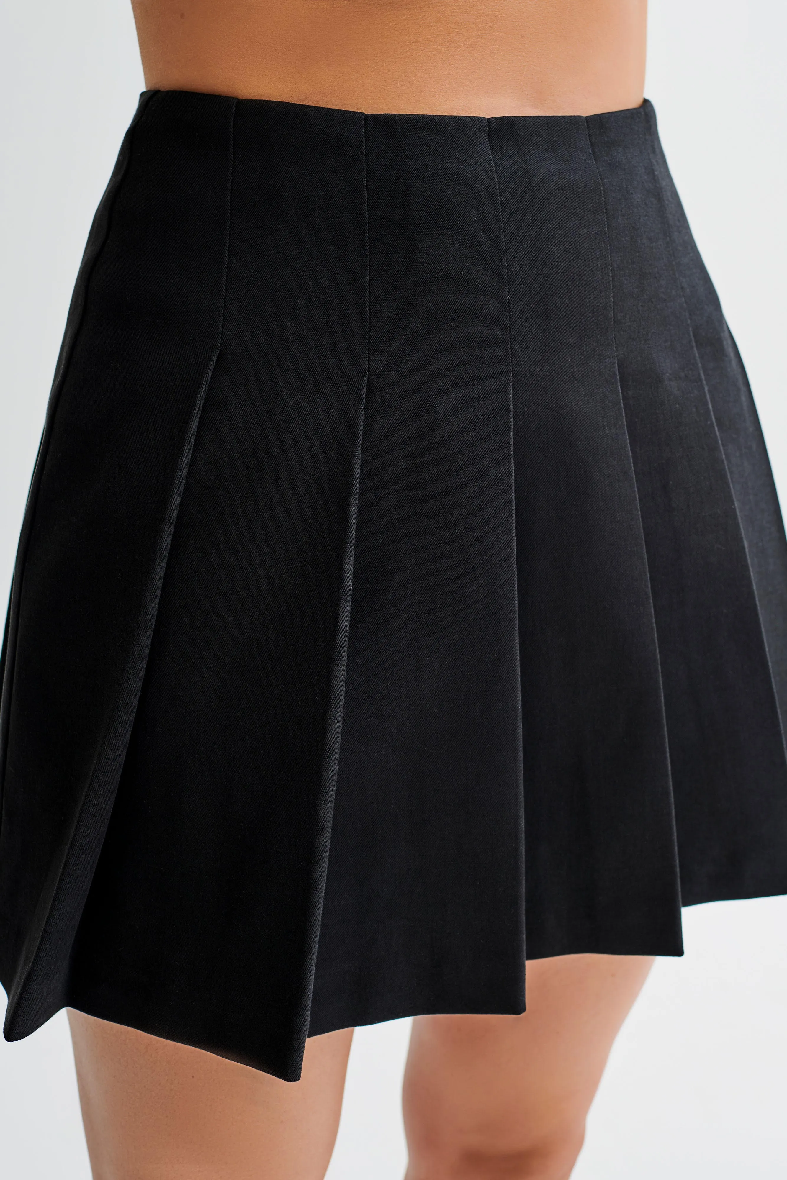 Julianna Cotton Pleated Mini Skirt - Black sold by Meshki product image thumbnail 3