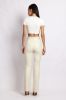 Tyra Croc Straight Leg Faux Leather Pants - Cream sold by Meshki