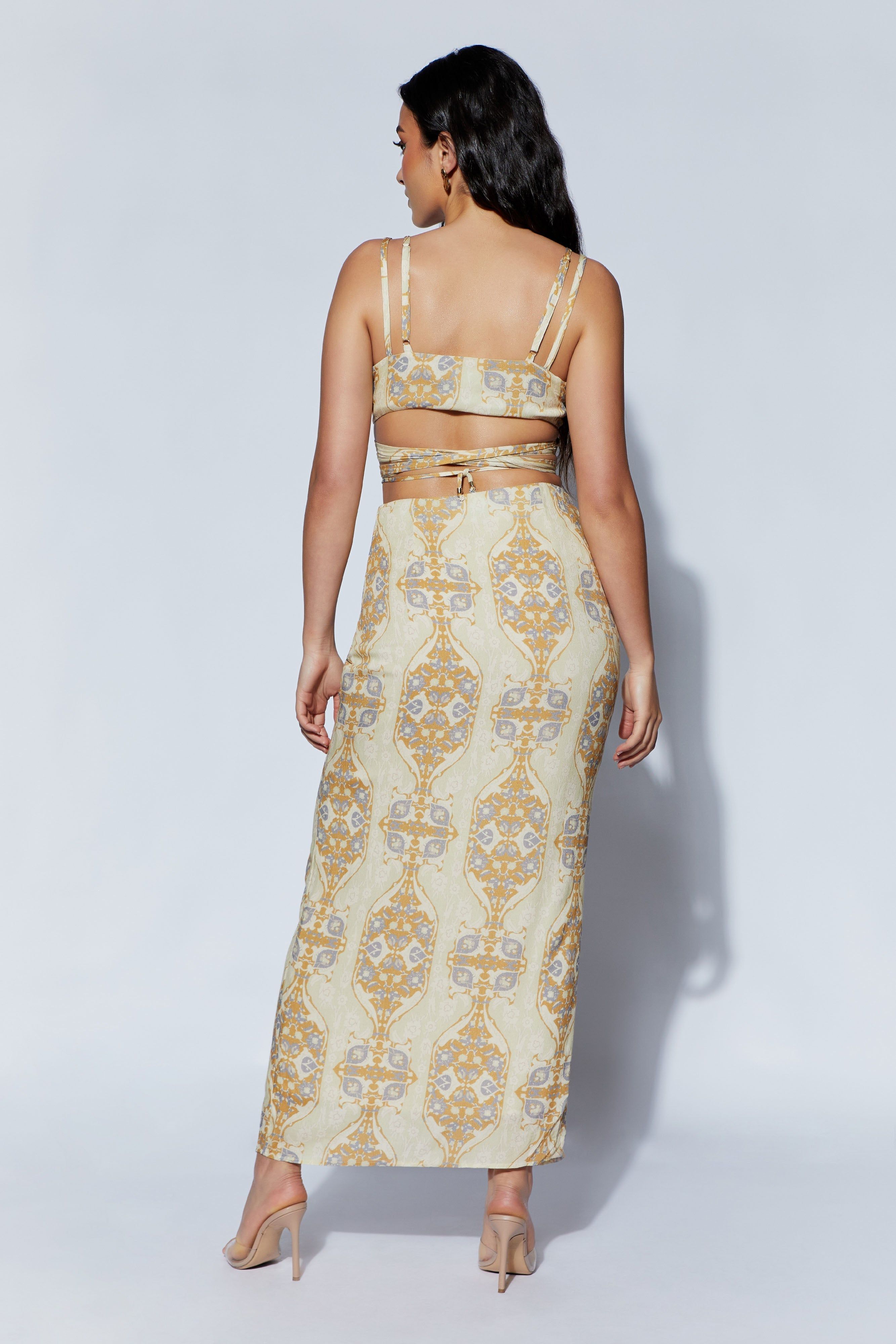 Ramona Functional Wrap Crop Top - Persian Print sold by Meshki product image thumbnail 3