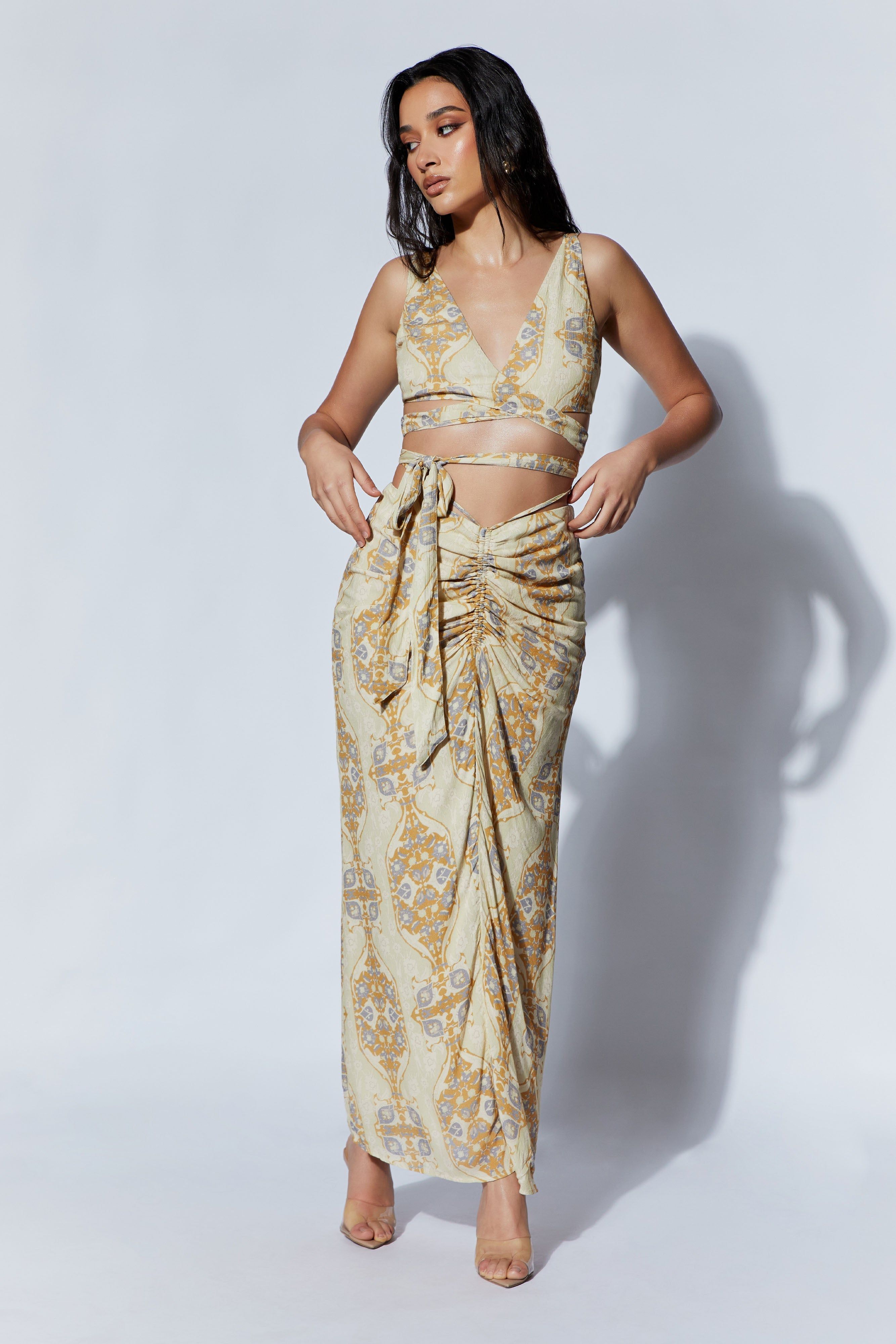 Ramona Functional Wrap Crop Top - Persian Print sold by Meshki product image thumbnail 7
