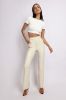 Tyra Croc Straight Leg Faux Leather Pants - Cream sold by Meshki