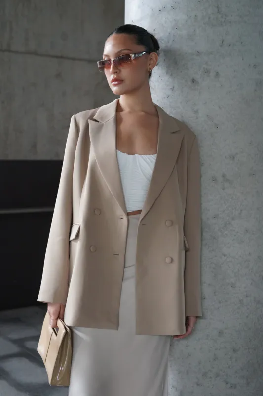 Madison Oversized Blazer - Taupe sold by Meshki