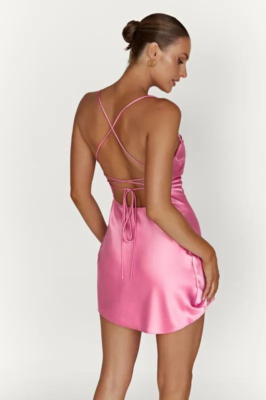 Sydney Mini Satin Dress - Bubblegum Pink sold by Meshki