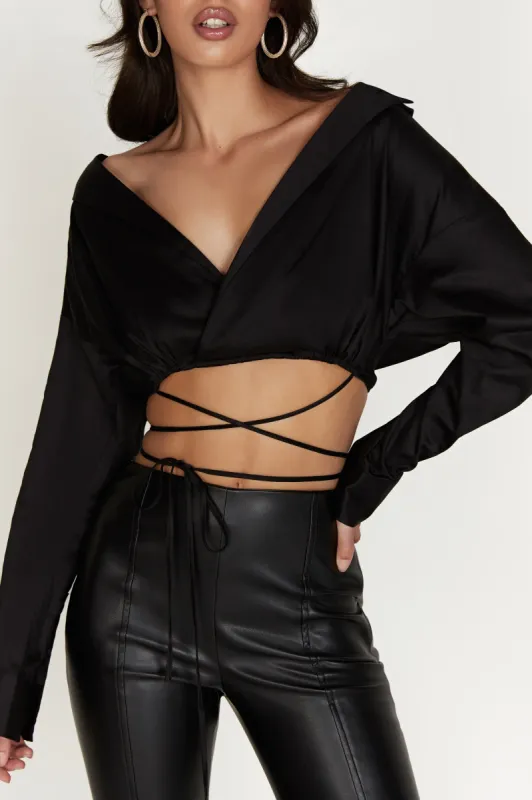 Freya Off Shoulder Long Sleeve Shirt - Black sold by Meshki