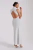 Louisa High Neck Knit Maxi Dress - Ice Grey sold by Meshki