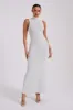 Louisa High Neck Knit Maxi Dress - Ice Grey sold by Meshki
