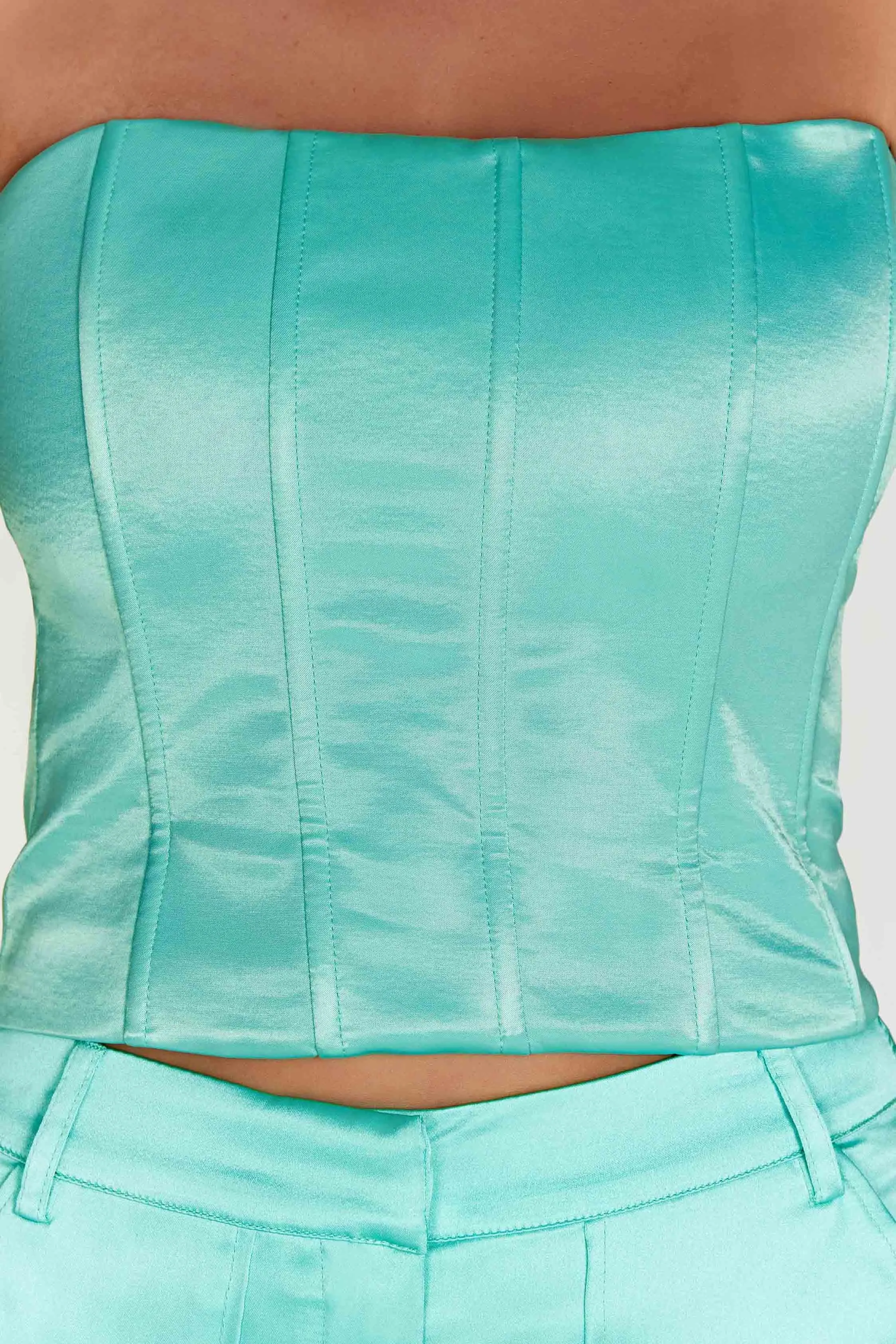 Amaya Lace Up Corset Top - Mint sold by Meshki product image thumbnail 5