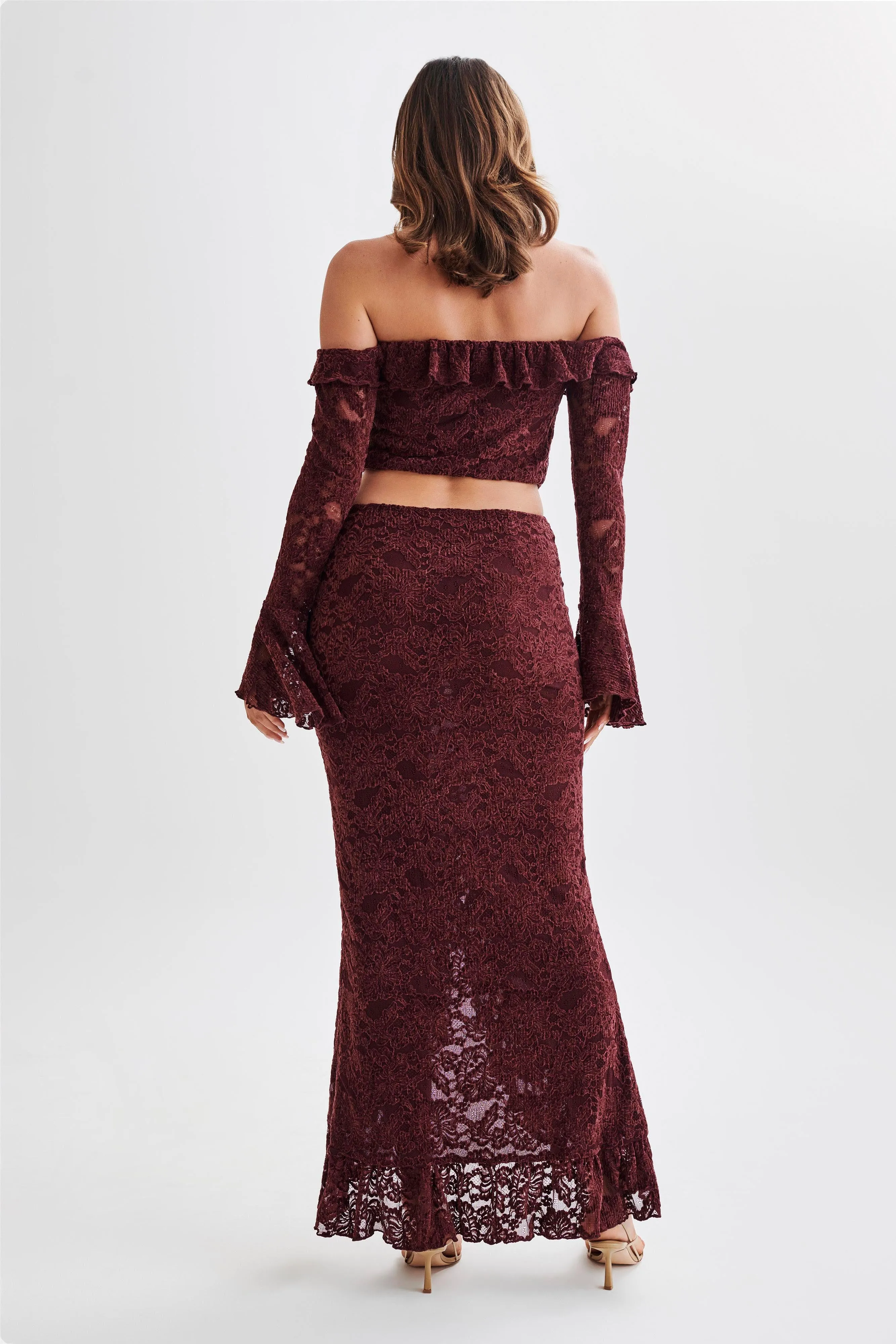 Artemis Lace Plisse Maxi Skirt - Plum sold by Meshki product image thumbnail 3