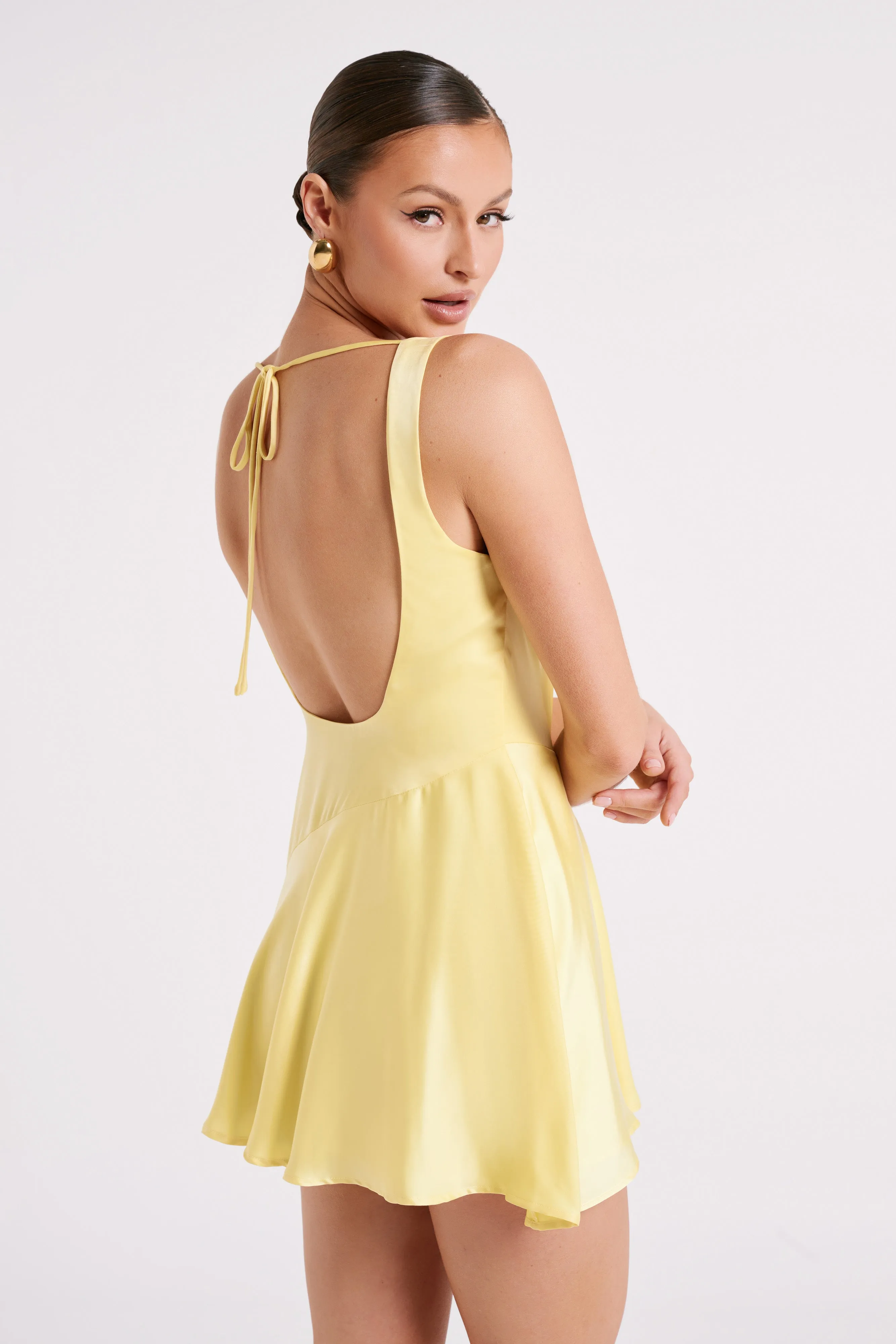 Alyce Satin Cowl Micro Mini Dress - Yellow sold by Meshki product image thumbnail 5