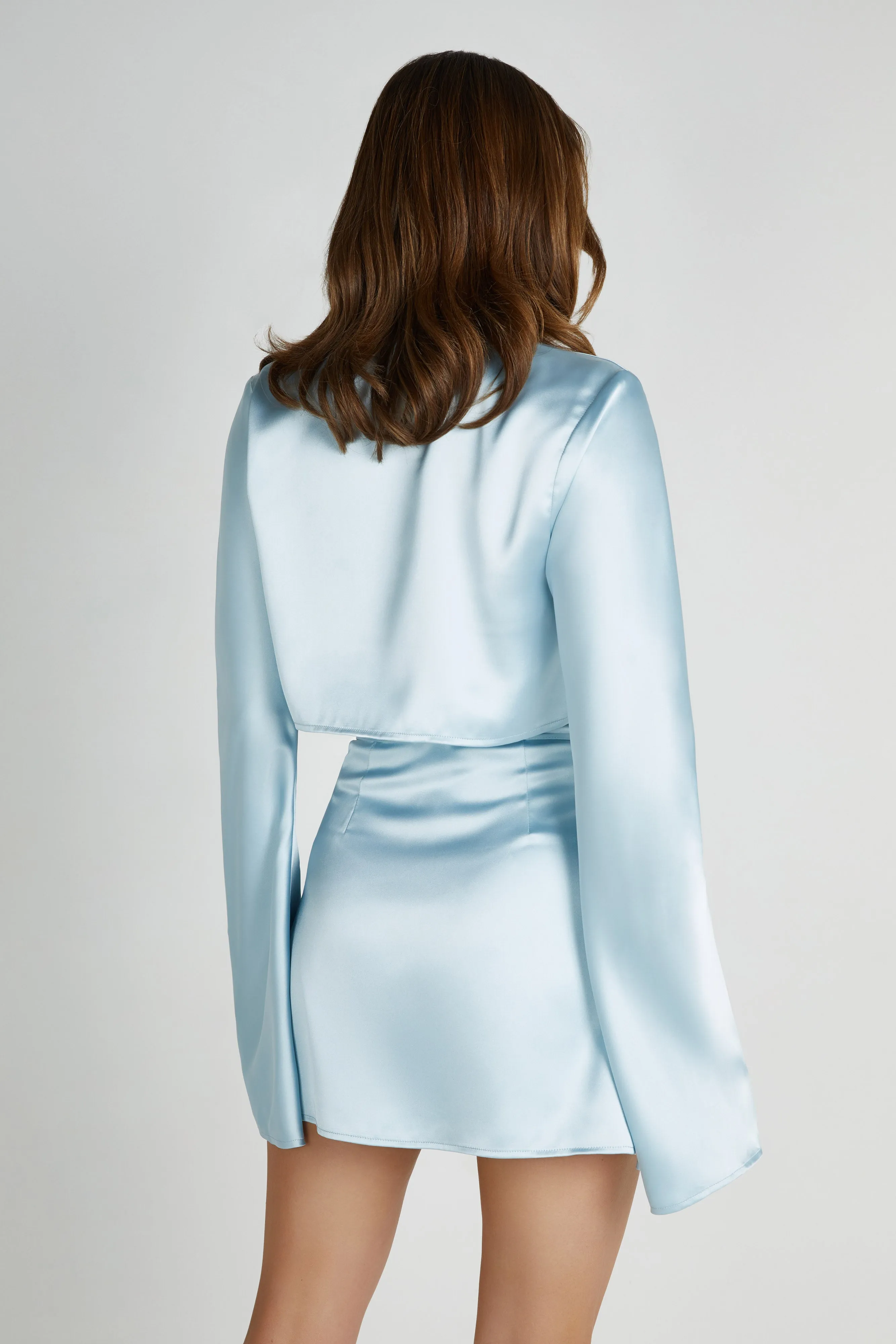 Elaine Satin Long Sleeve Top - Arctic Blue sold by Meshki product image thumbnail 3