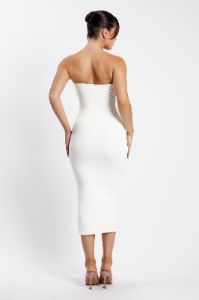 Cassidy Strapless Midi Dress - White sold by Meshki