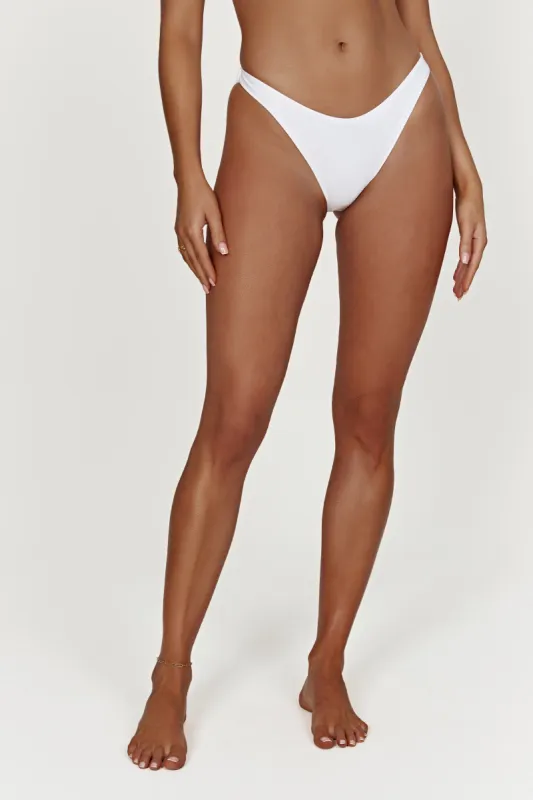 Rosie Recycled Nylon Cheeky Cut Bikini Bottoms - White sold by Meshki
