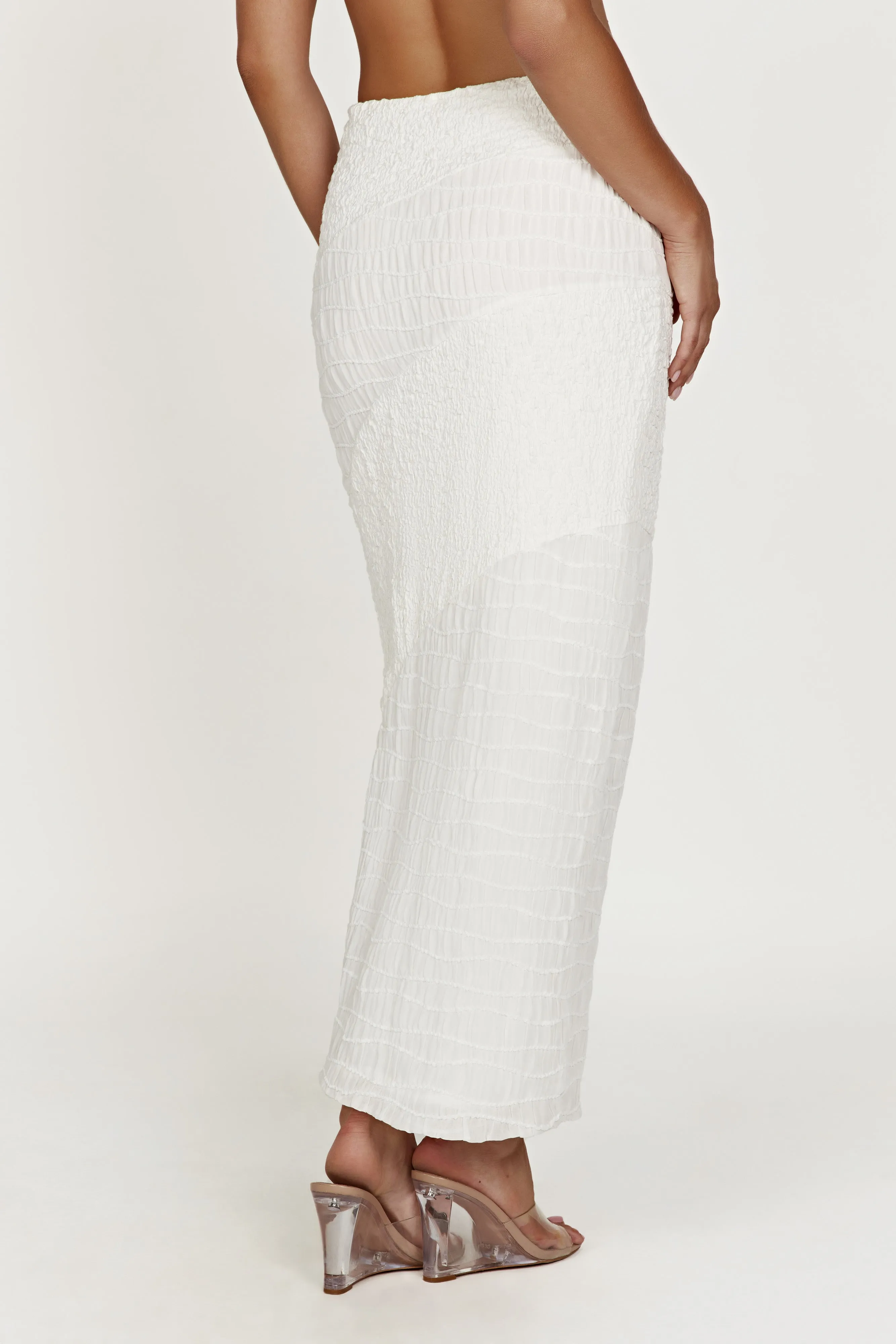 Nyah Textured Midi Skirt - White sold by Meshki product image thumbnail 4