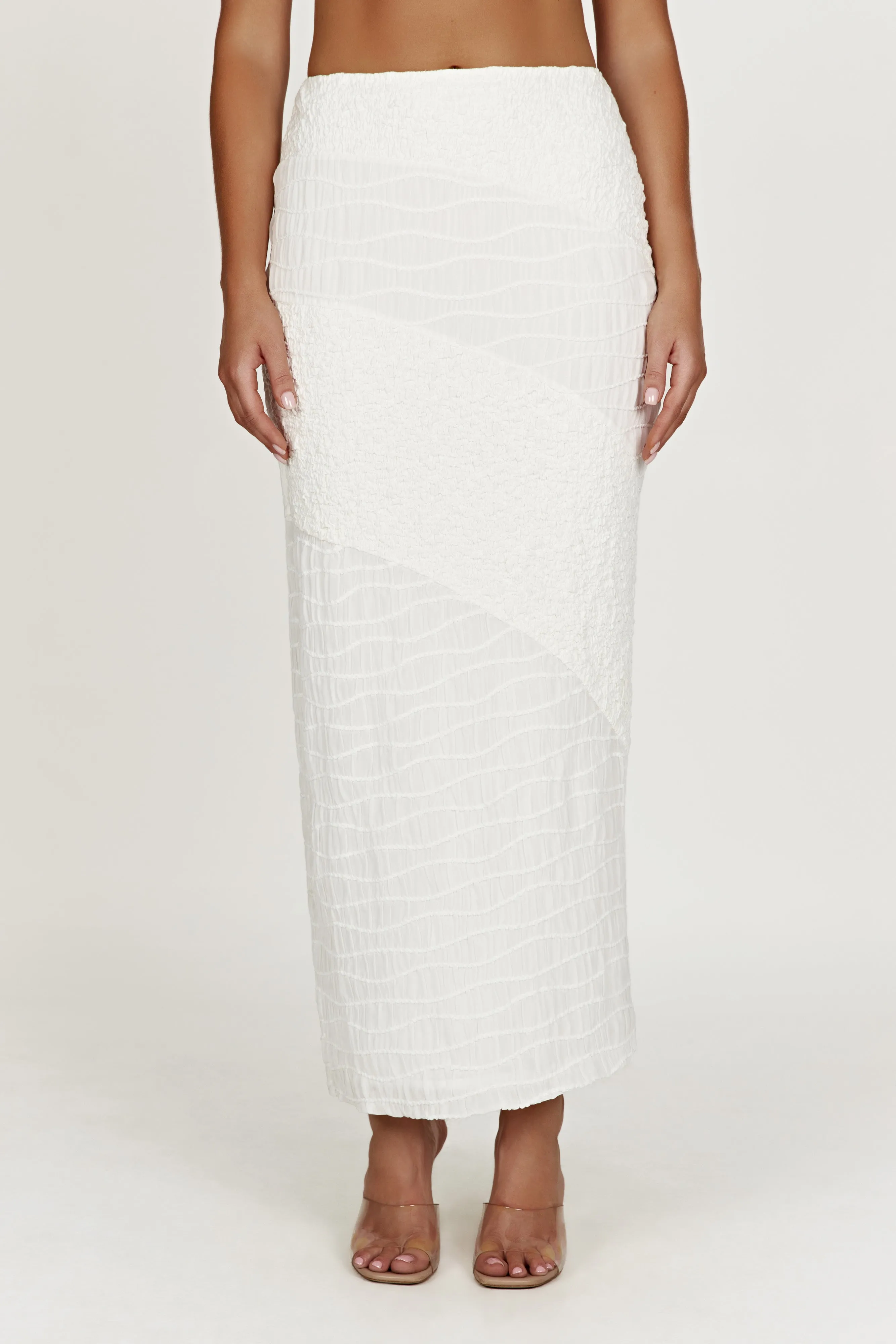 Nyah Textured Midi Skirt - White sold by Meshki product image thumbnail 2