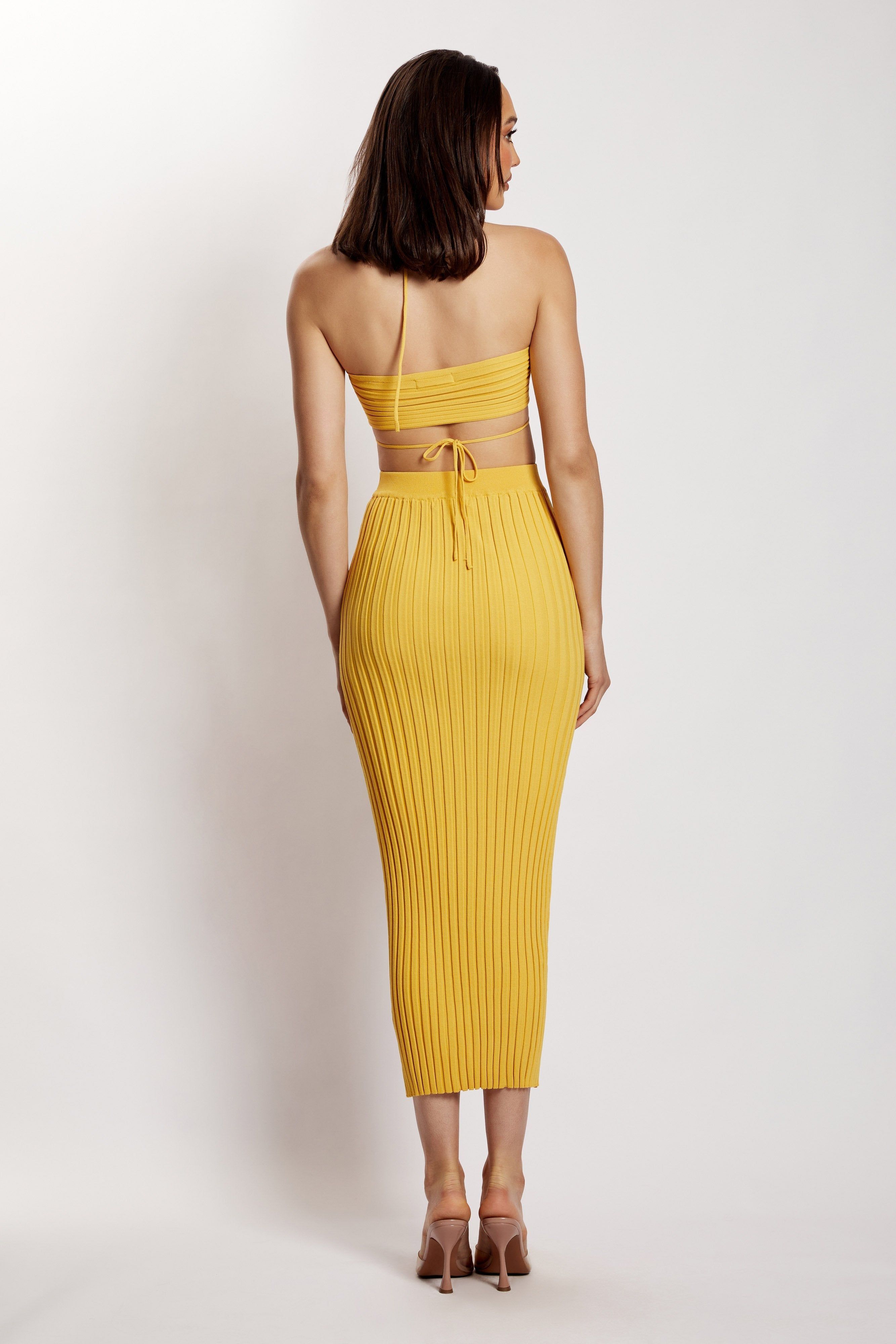 Crystal Ribbed Midaxi Skirt - Yellow sold by Meshki product image thumbnail 8