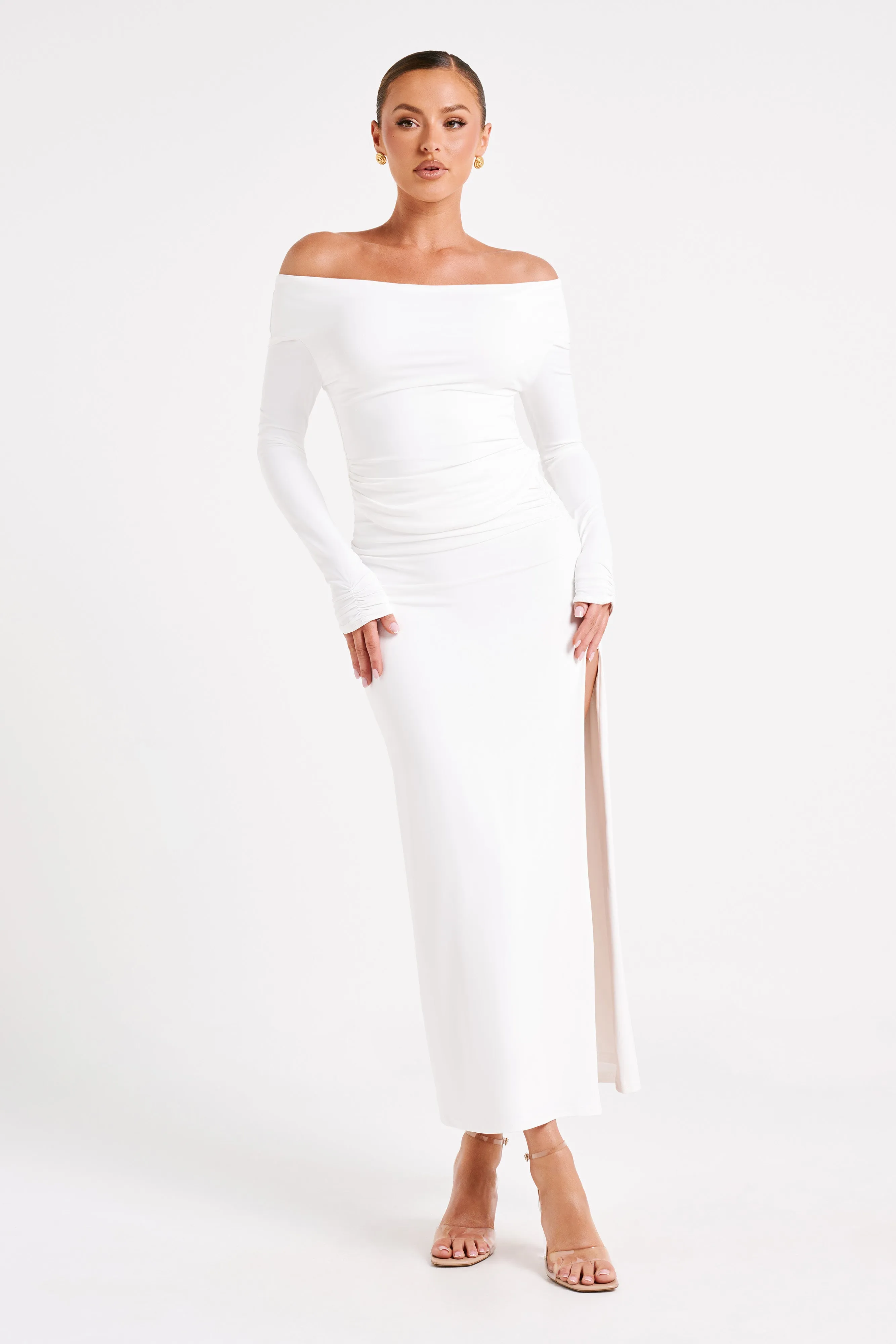 Emma Recycled Nylon Long Sleeve Top - White sold by Meshki product image thumbnail 3