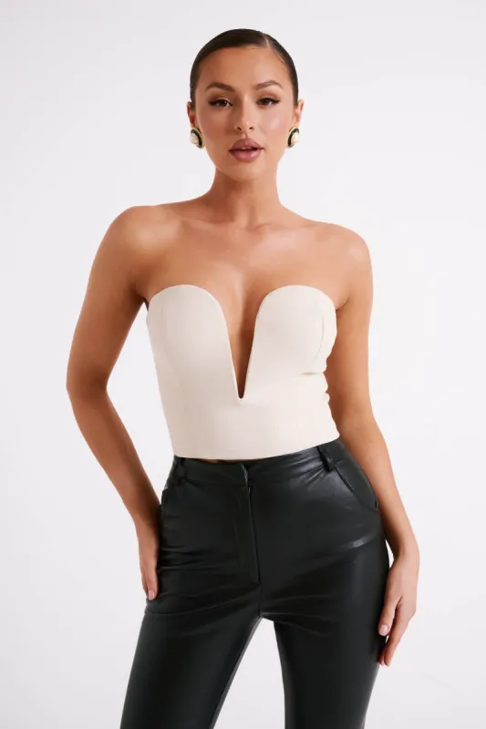 Dahlia Strapless V Corset - Cream sold by Meshki