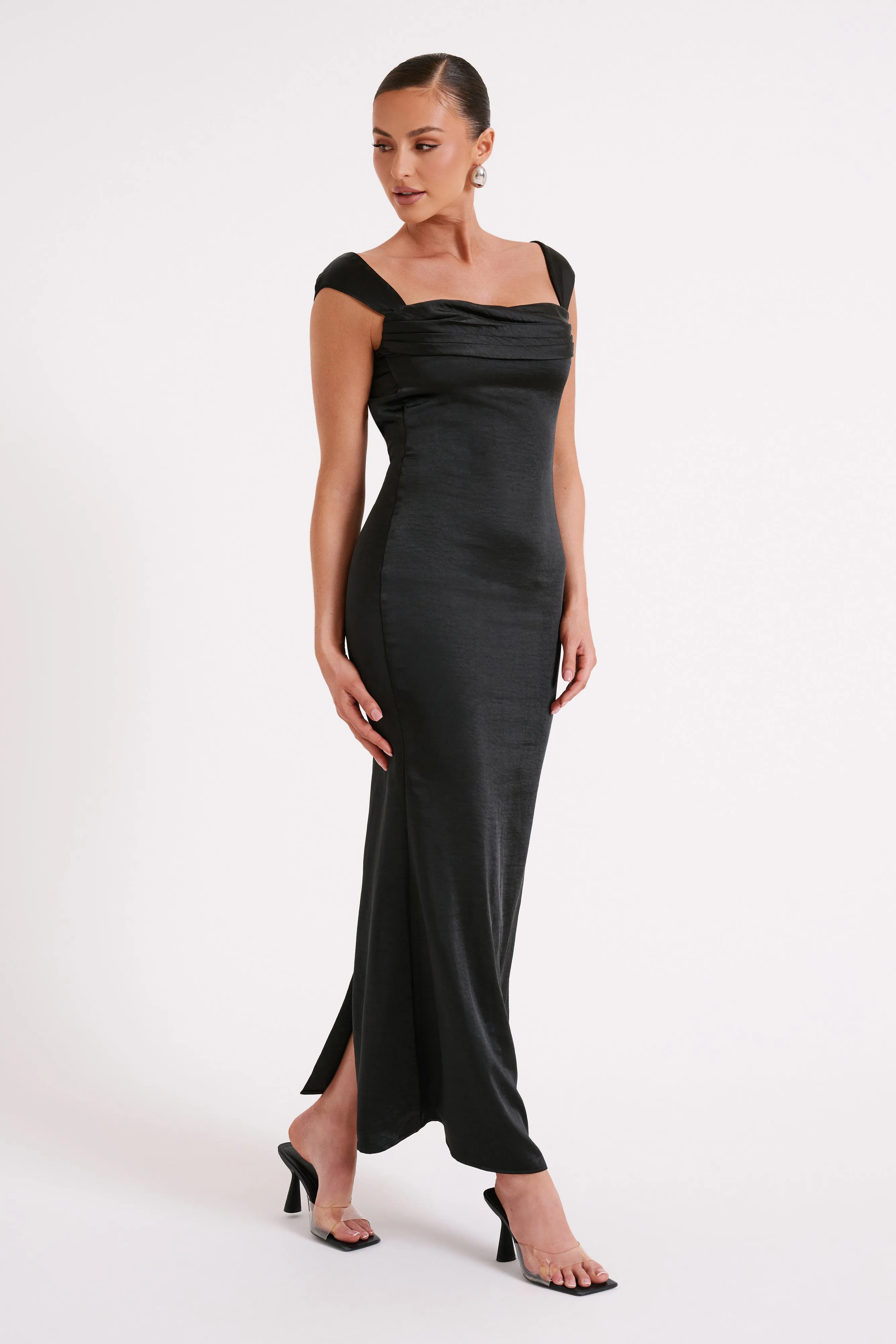 Lacey Backless Satin Maxi Dress - Black sold by Meshki product image thumbnail 5