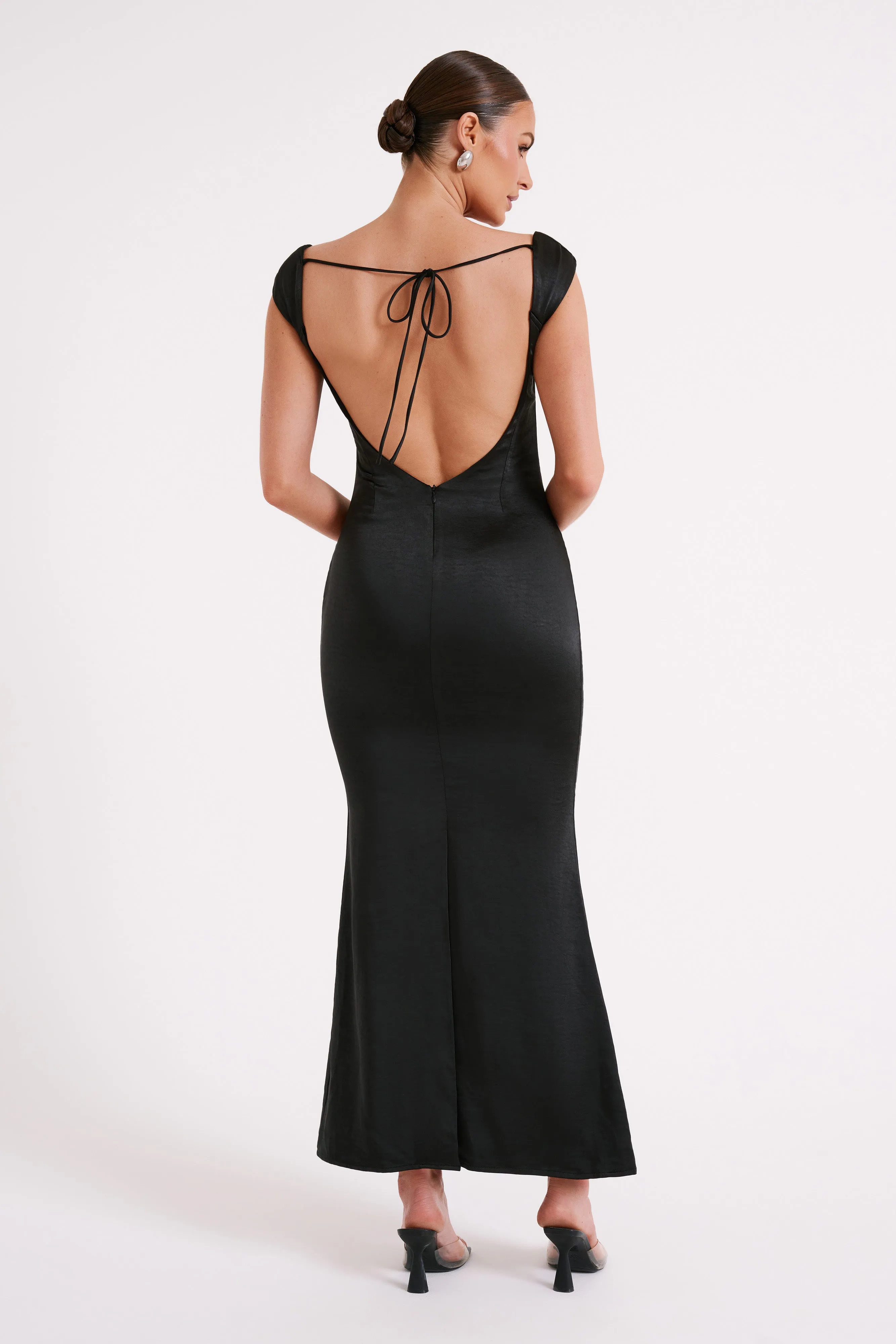 Lacey Backless Satin Maxi Dress - Black sold by Meshki product image thumbnail 2