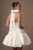 Dorota Satin Halter Mini Dress - White sold by Meshki