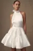 Dorota Satin Halter Mini Dress - White sold by Meshki